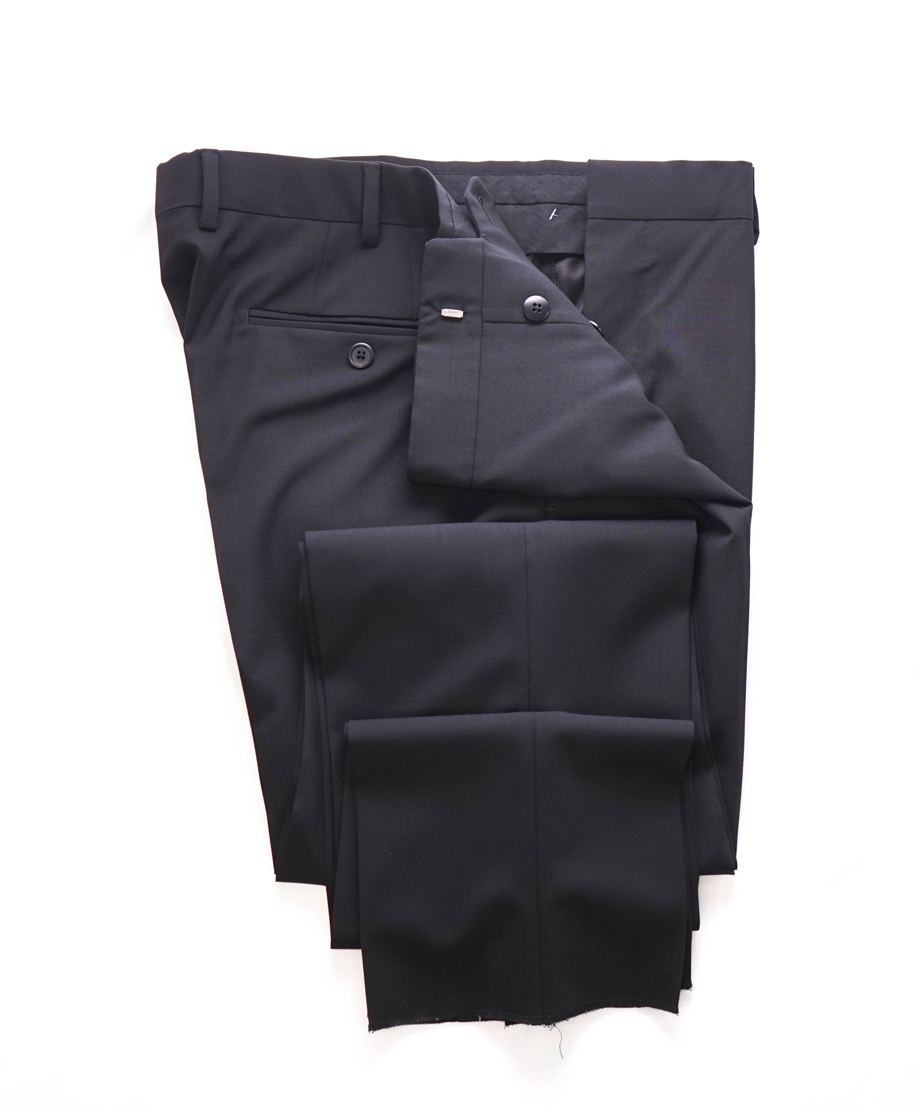 PRADA - *BUTTON FLY* Black Wool Flat Front Dress Pants - 34W