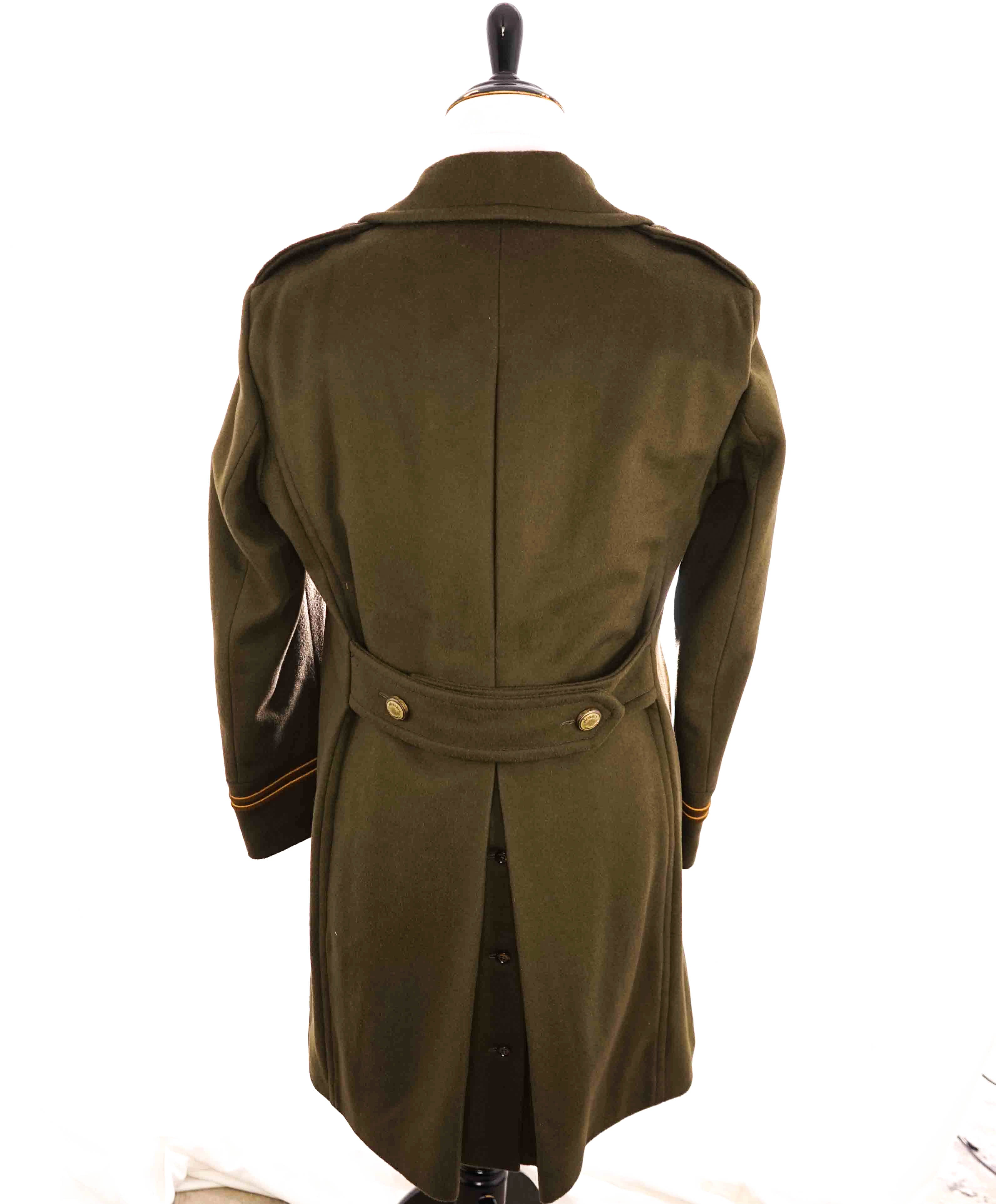 $2,000 ELEVENTY - Green/Gold CASHMERE/Wool Pilot/Aviator Overcoat - 42R (52EU)