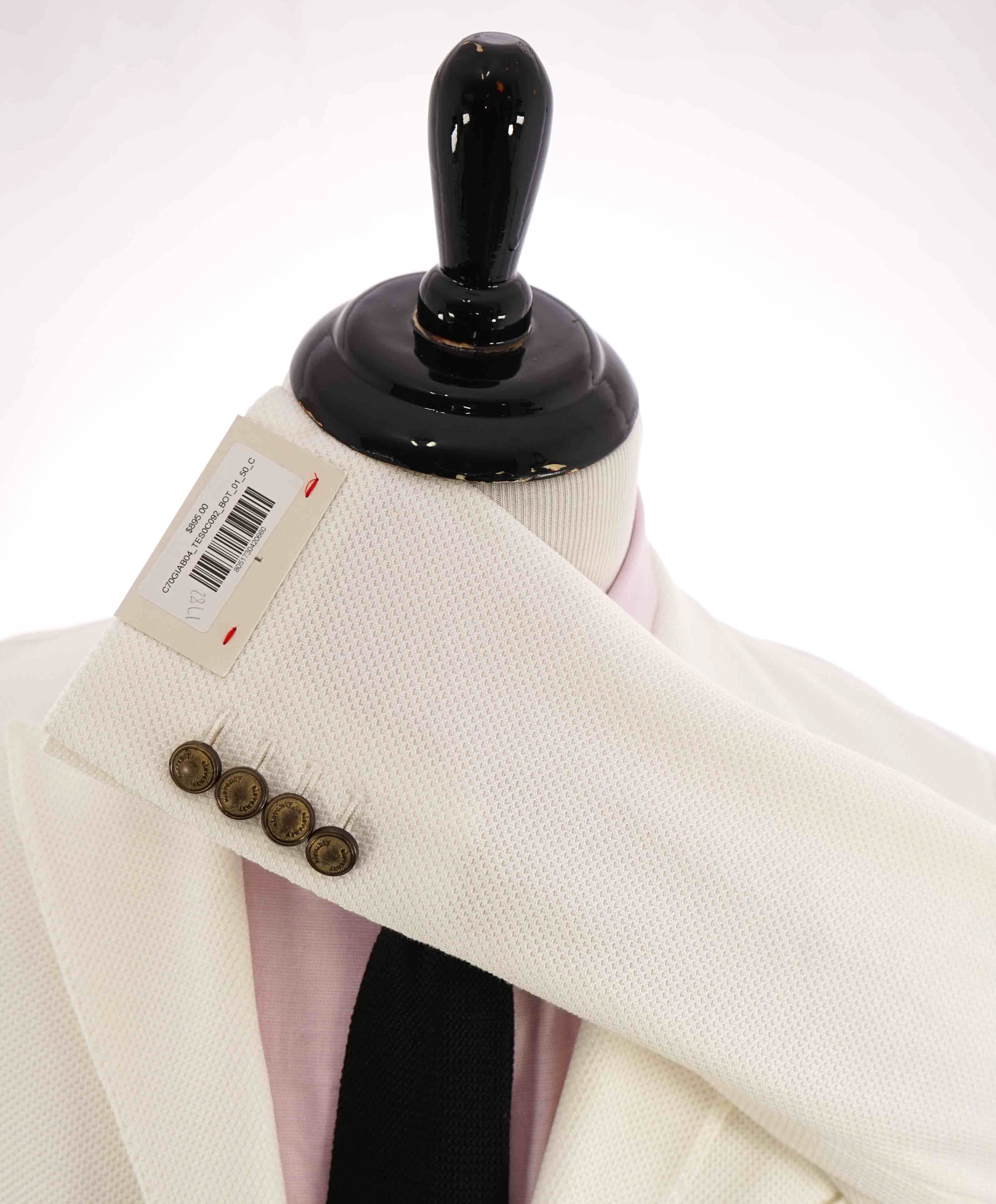 $1,095 ELEVENTY - Gold Logo Button White Pique Blazer - 40 (50 EU)