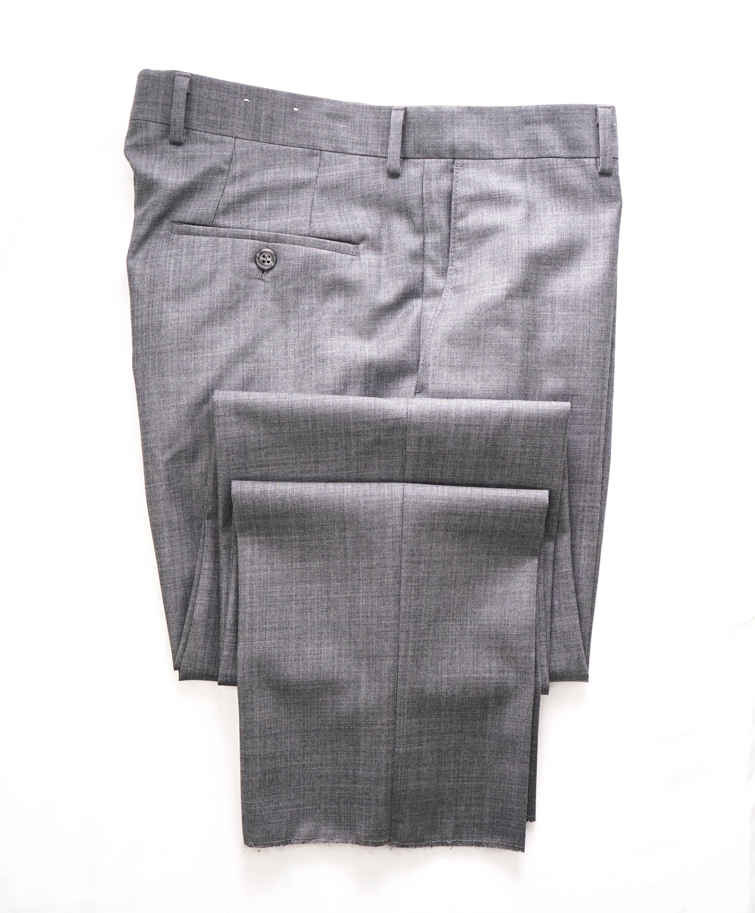 SAMUELSOHN - "Super 120's" Solid Textured Medium Gray Front Pants - 34W