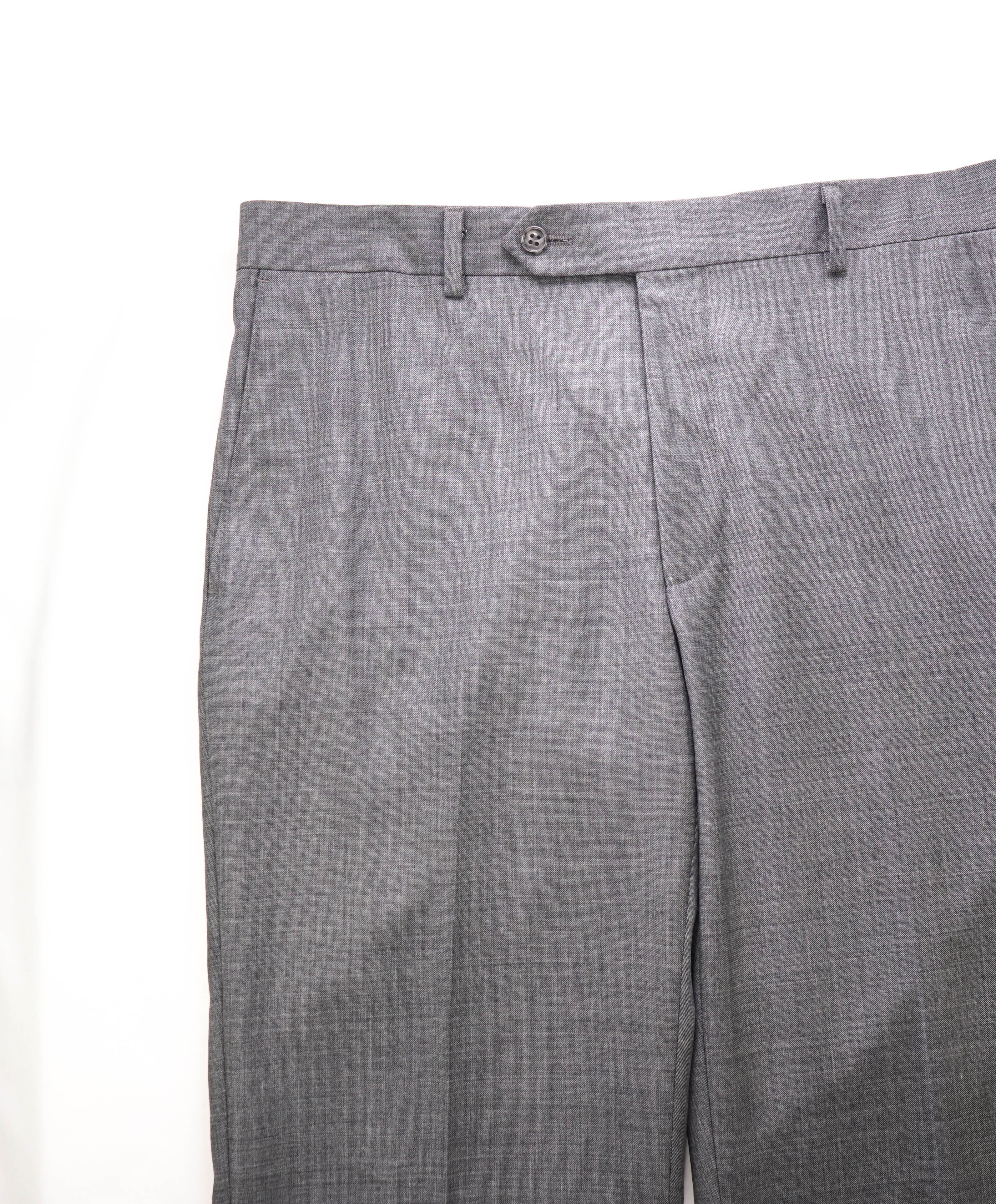 SAMUELSOHN - "Super 120's" Solid Textured Medium Gray Front Pants - 34W