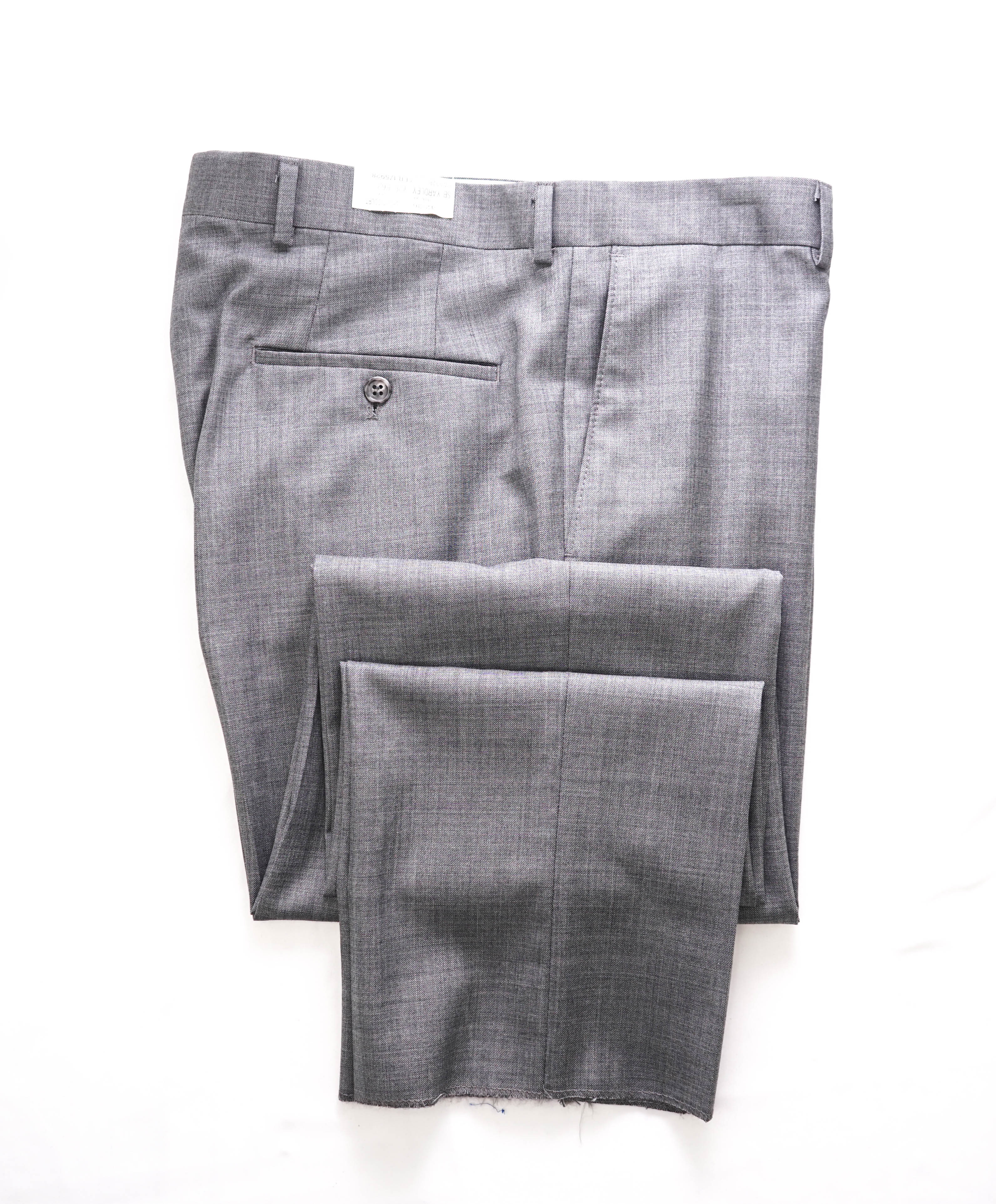 SAMUELSOHN - "Super 120's" Solid Textured Medium Gray Front Pants - 36W