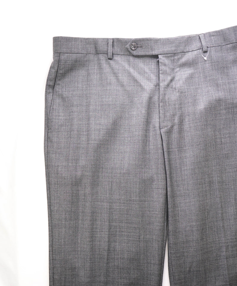 SAMUELSOHN - "Super 120's" Solid Textured Medium Gray Front Pants - 36W