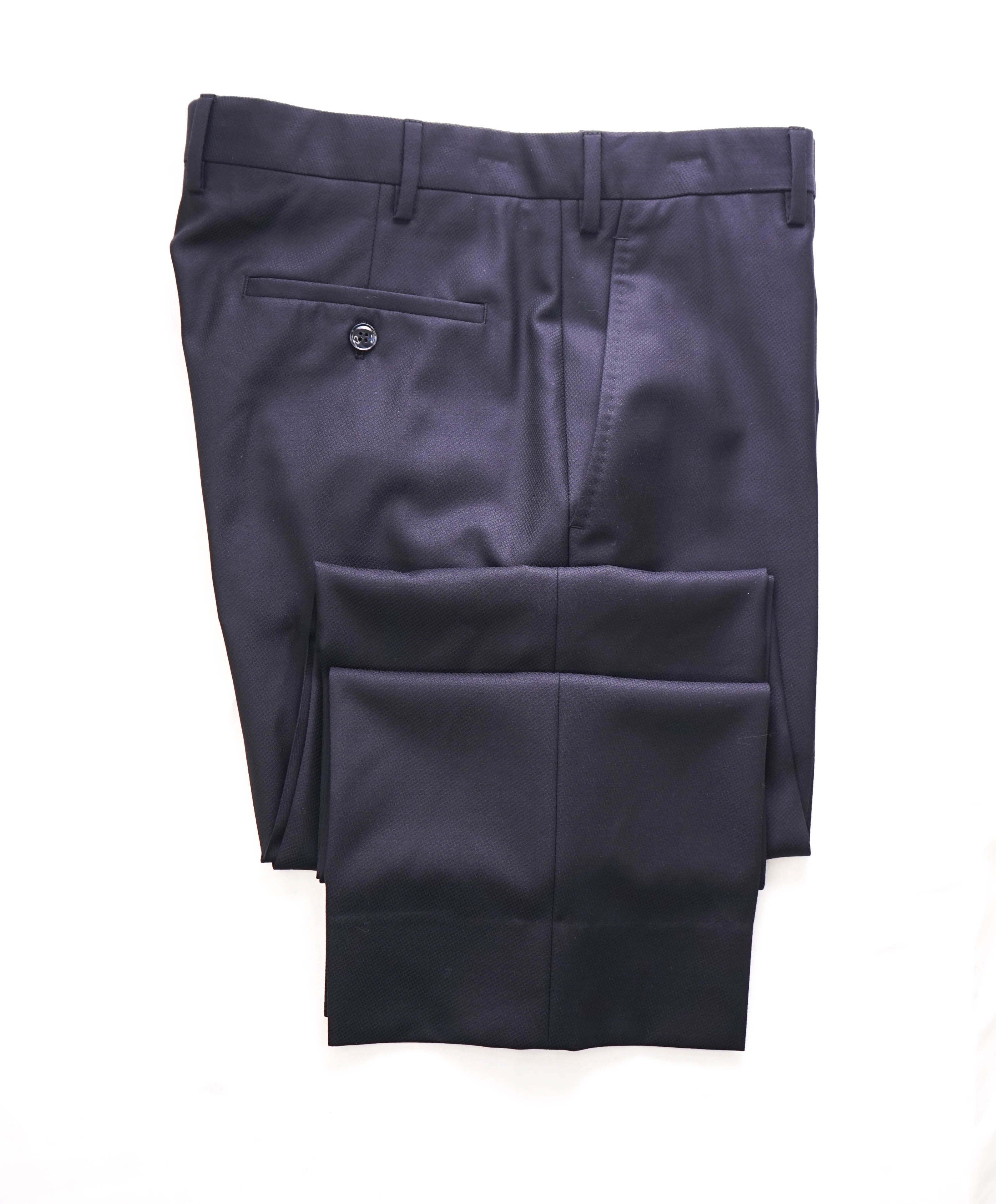 GIORGIO ARMANI - *TONAL TEXTURED* Navy Flat Front Dress Dinner Pants - 36W