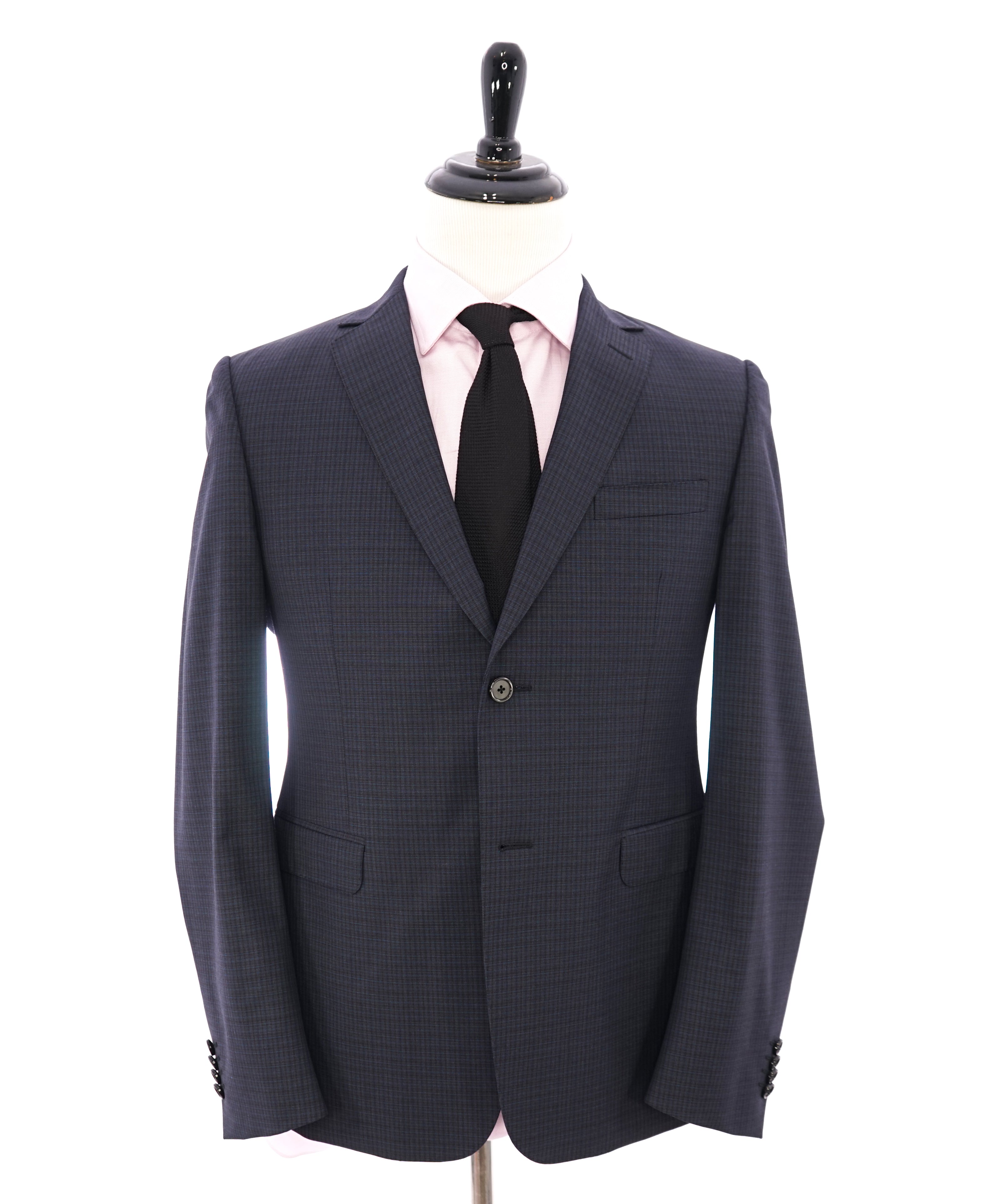 Z ZEGNA - Blue/Gray Multicolor Abstract Check Drop 8 Wool Suit - 40S