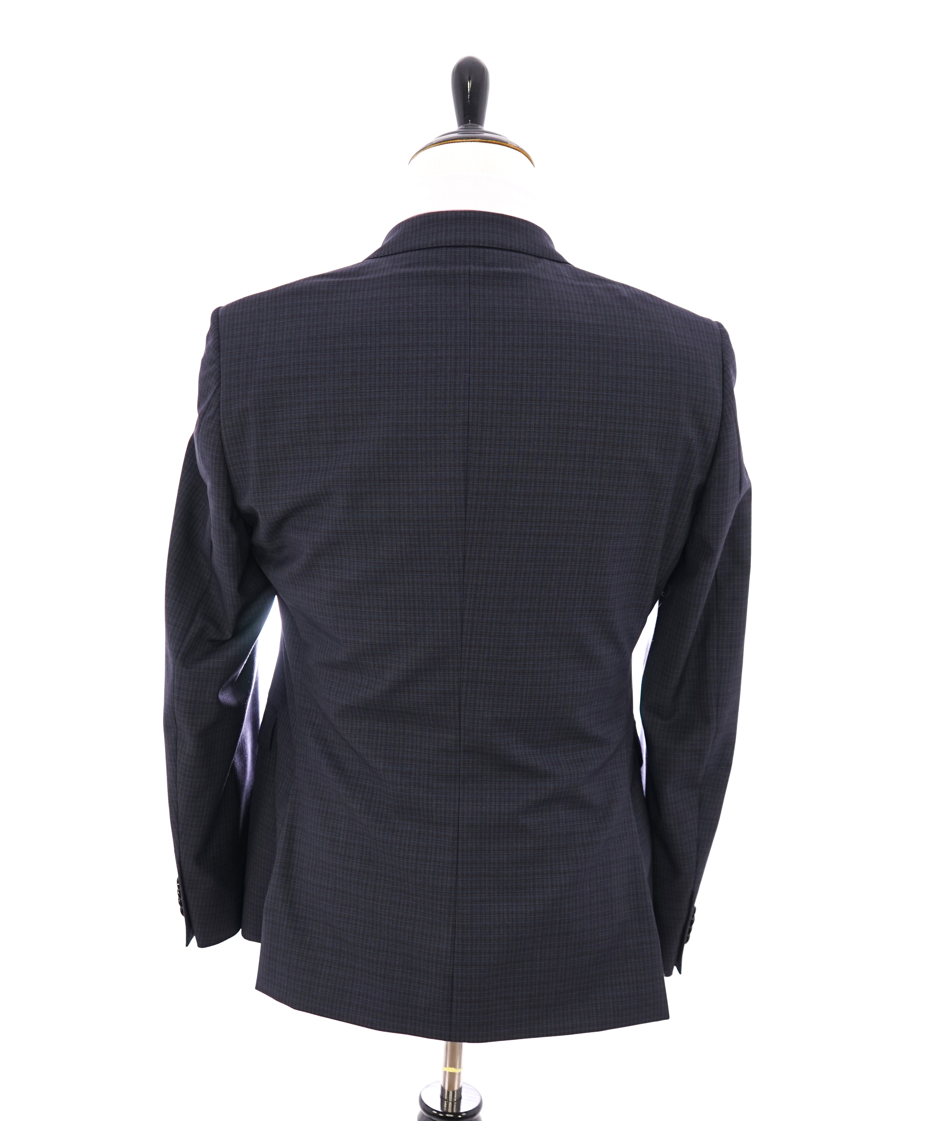 Z ZEGNA - Blue/Gray Multicolor Abstract Check Drop 8 Wool Blazer - 40R