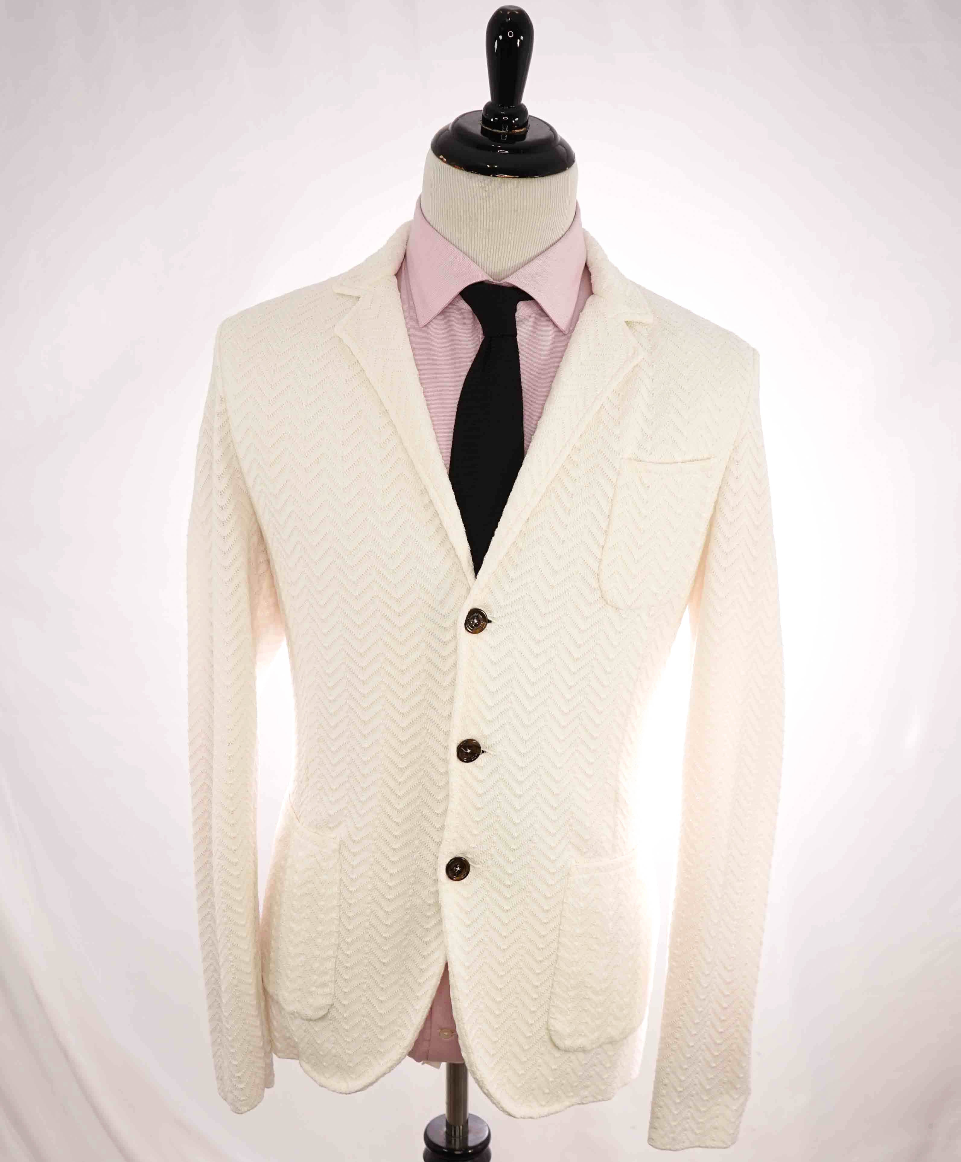 $895 ELEVENTY - COTTON Patch Pocket White Pique Sweater Blazer - 40 (50 EU) M