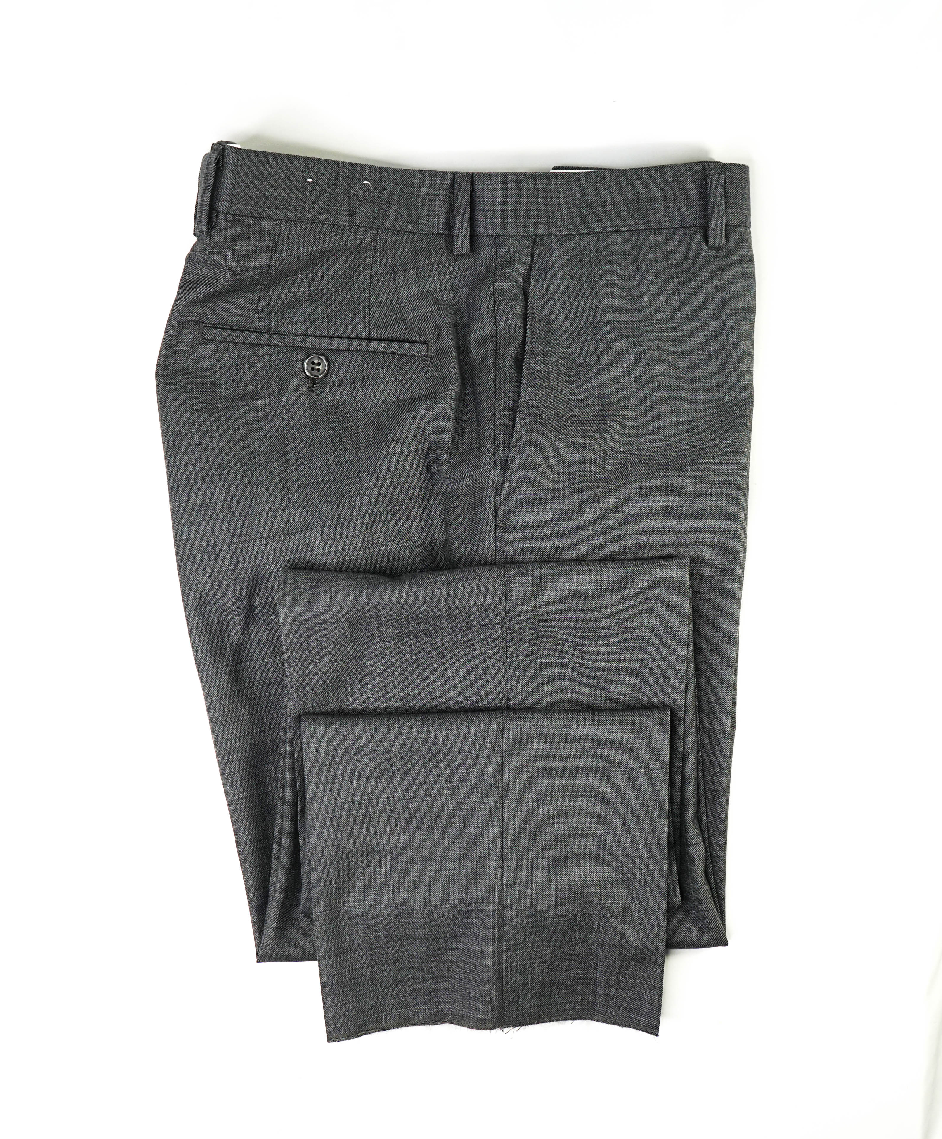 SAMUELSOHN - "Super 120's" Solid Textured Medium Gray Front Pants - 34W