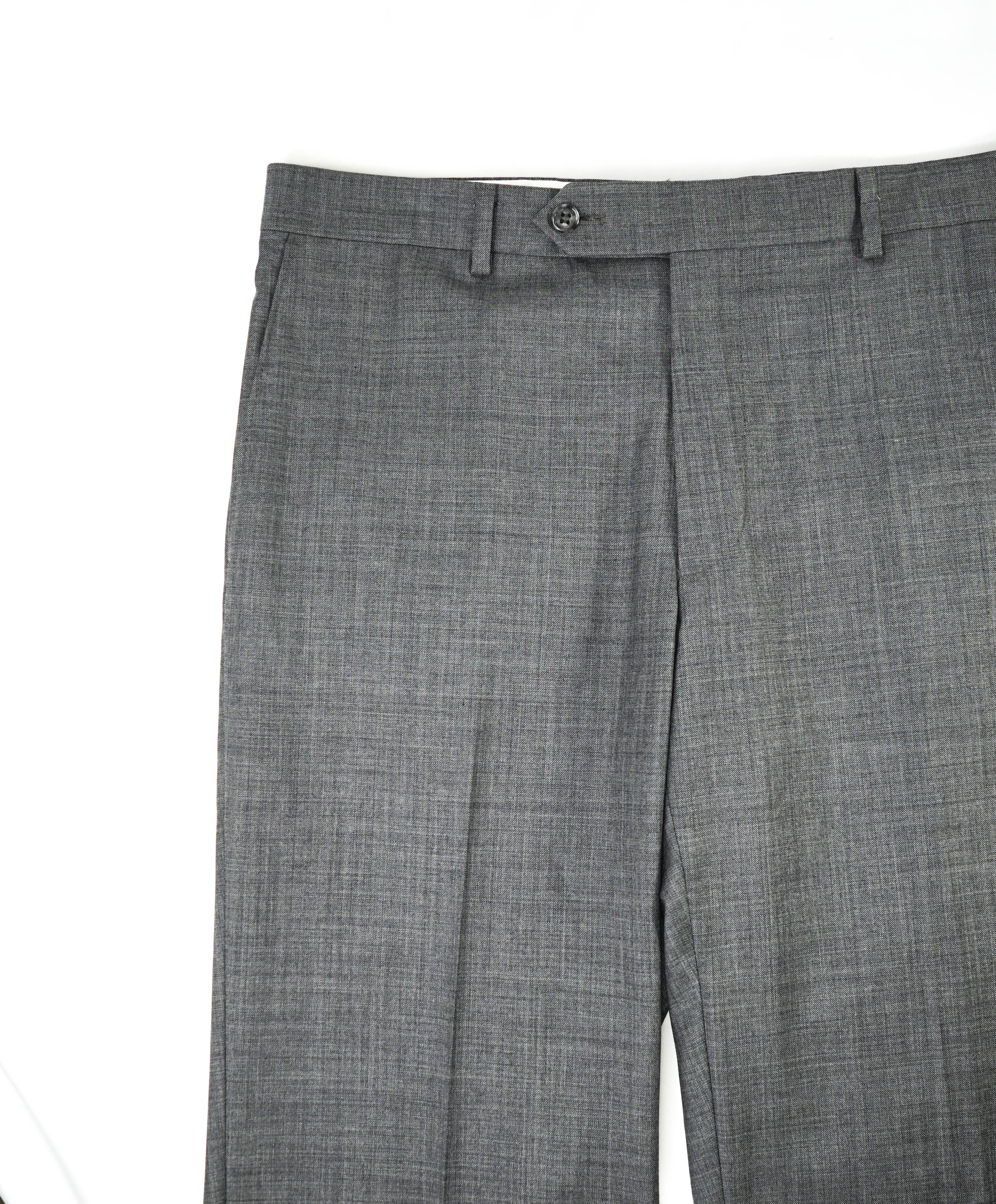 SAMUELSOHN - "Super 120's" Solid Textured Medium Gray Front Pants - 34W