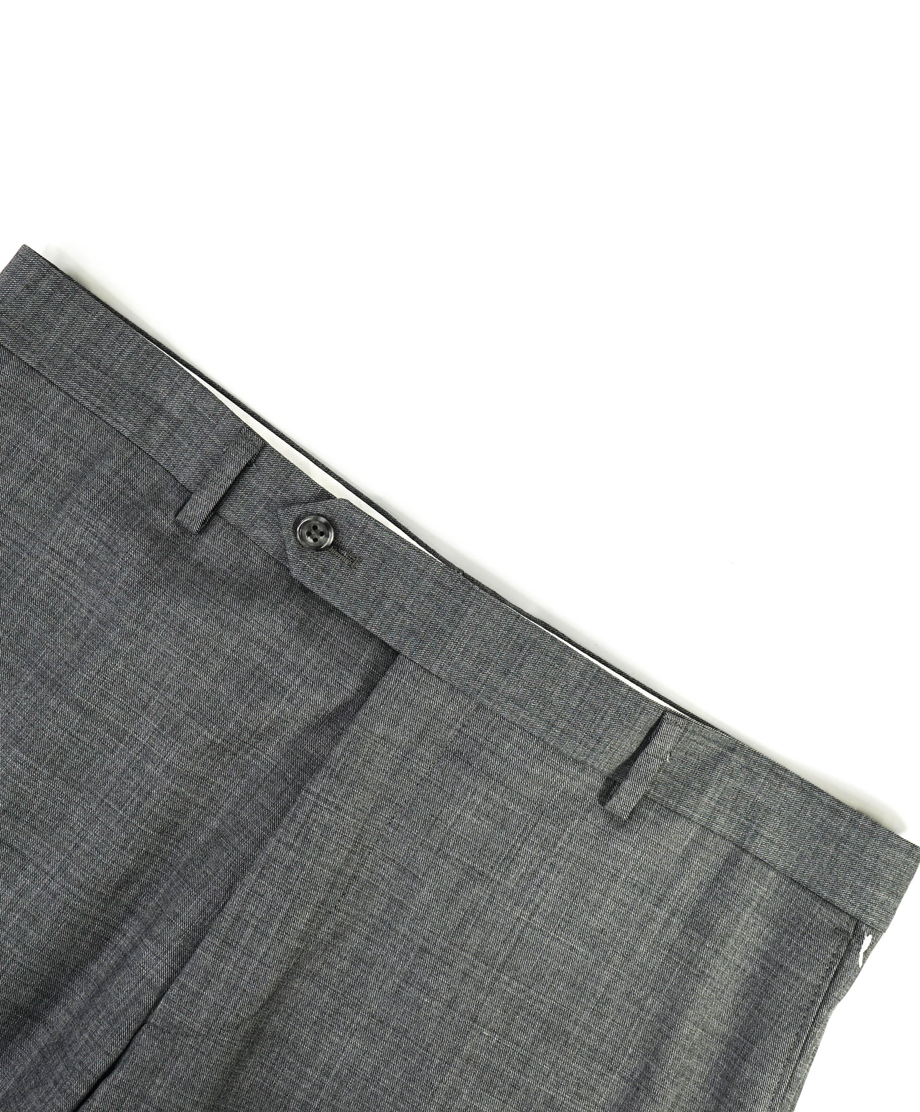 SAMUELSOHN - "Super 120's" Solid Textured Medium Gray Front Pants - 34W