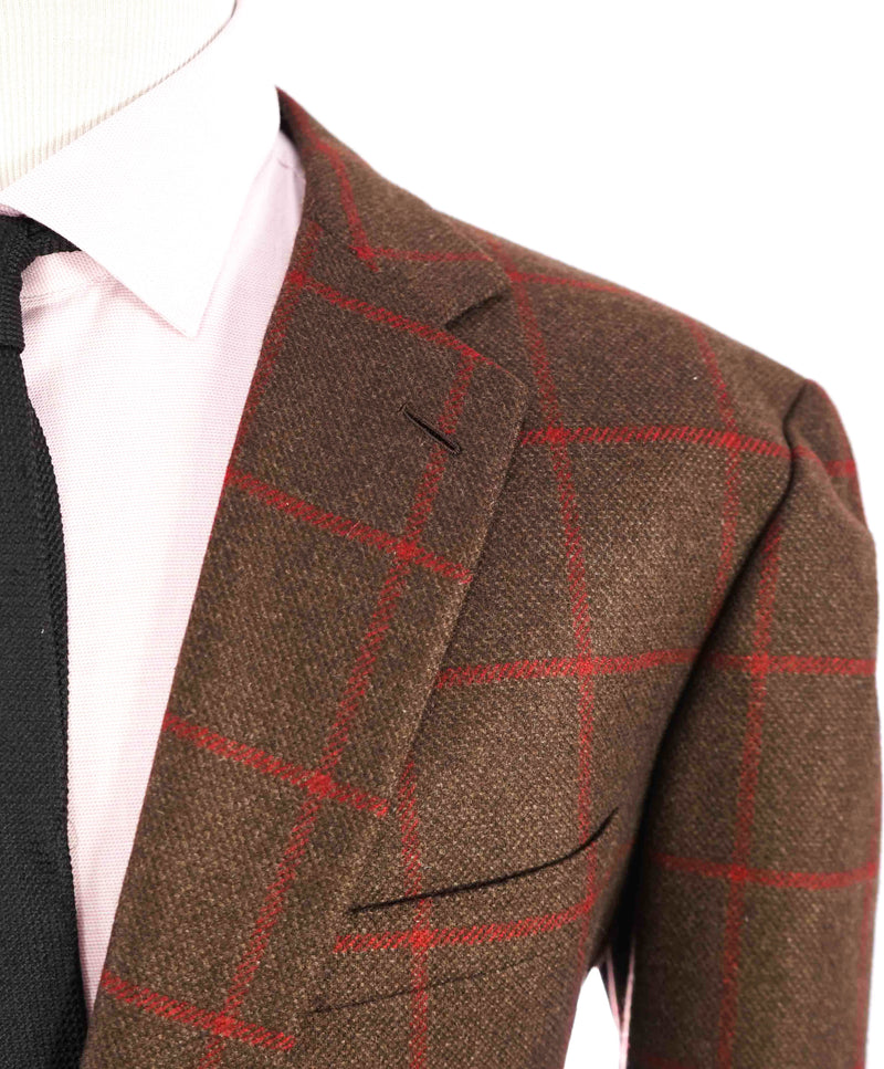 $8,450 BRIONI -"PURE CASHMERE" PATCH POCKET Windowpane Blazer - 46L