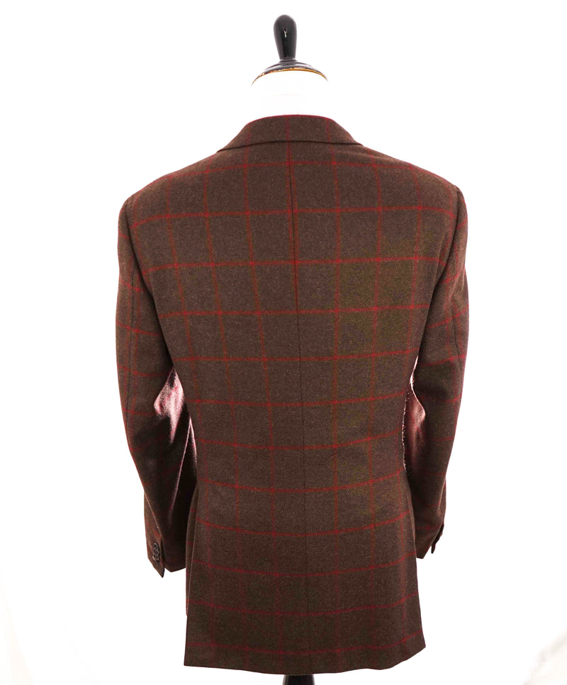 $8,450 BRIONI -"PURE CASHMERE" PATCH POCKET Windowpane Blazer - 46L