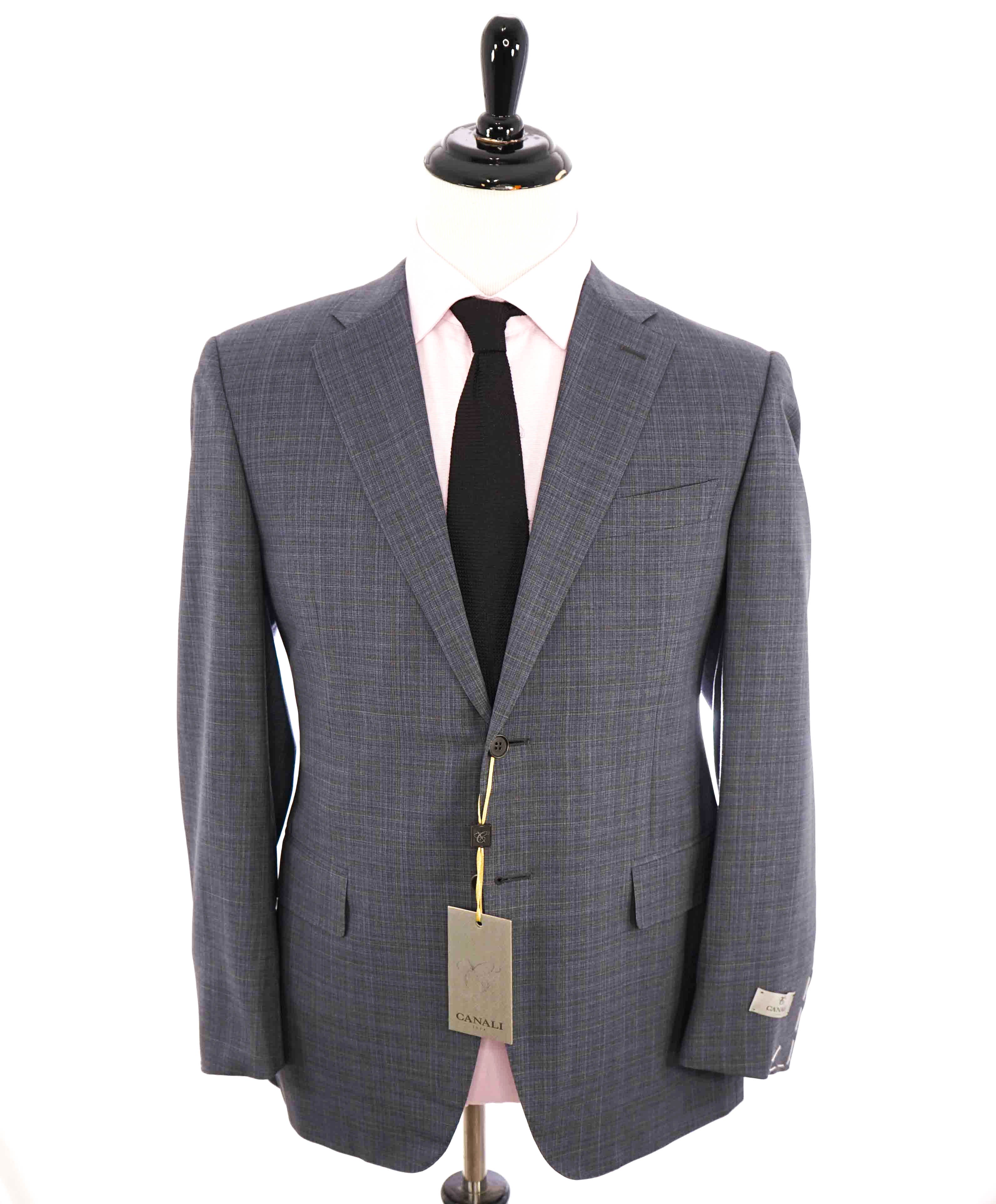 $2,000 CANALI - Blue & Gray ABSTRACT CHECK  *IMPECCABILE* Suit - 40R 35W