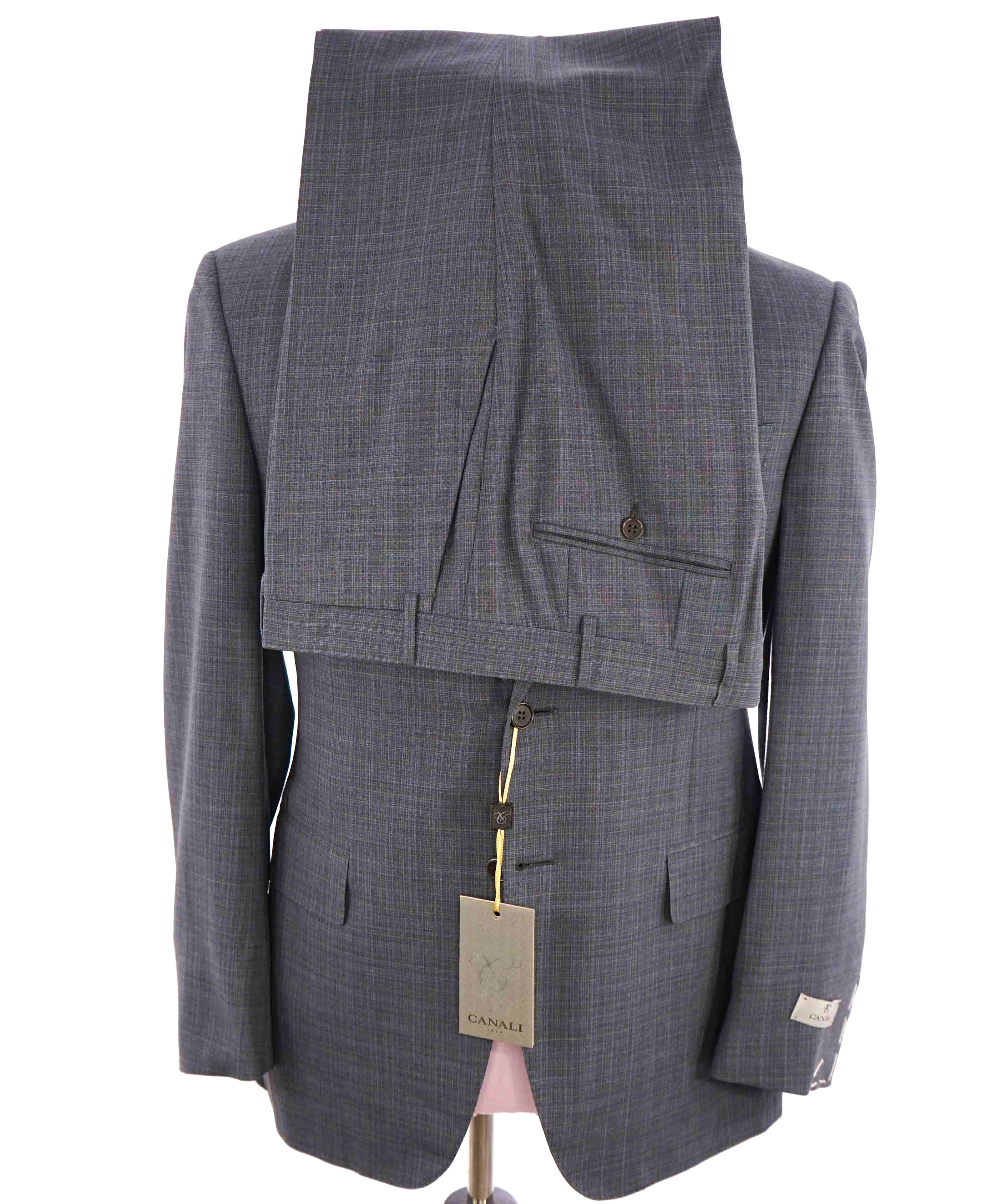 $2,000 CANALI - Blue & Gray ABSTRACT CHECK  *IMPECCABILE* Suit - 40R 35W