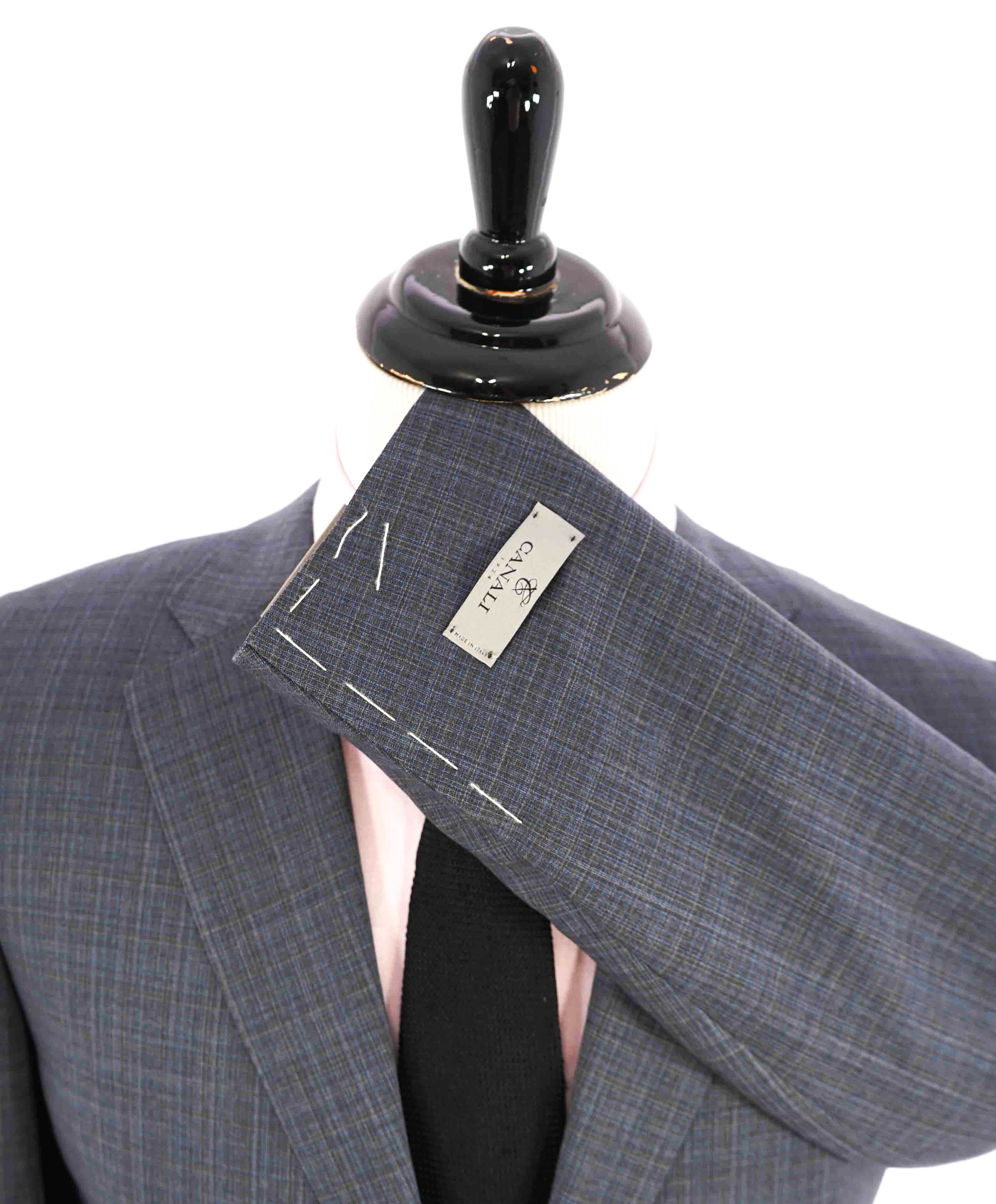 $2,000 CANALI - Blue & Gray ABSTRACT CHECK  *IMPECCABILE* Suit - 40R 35W