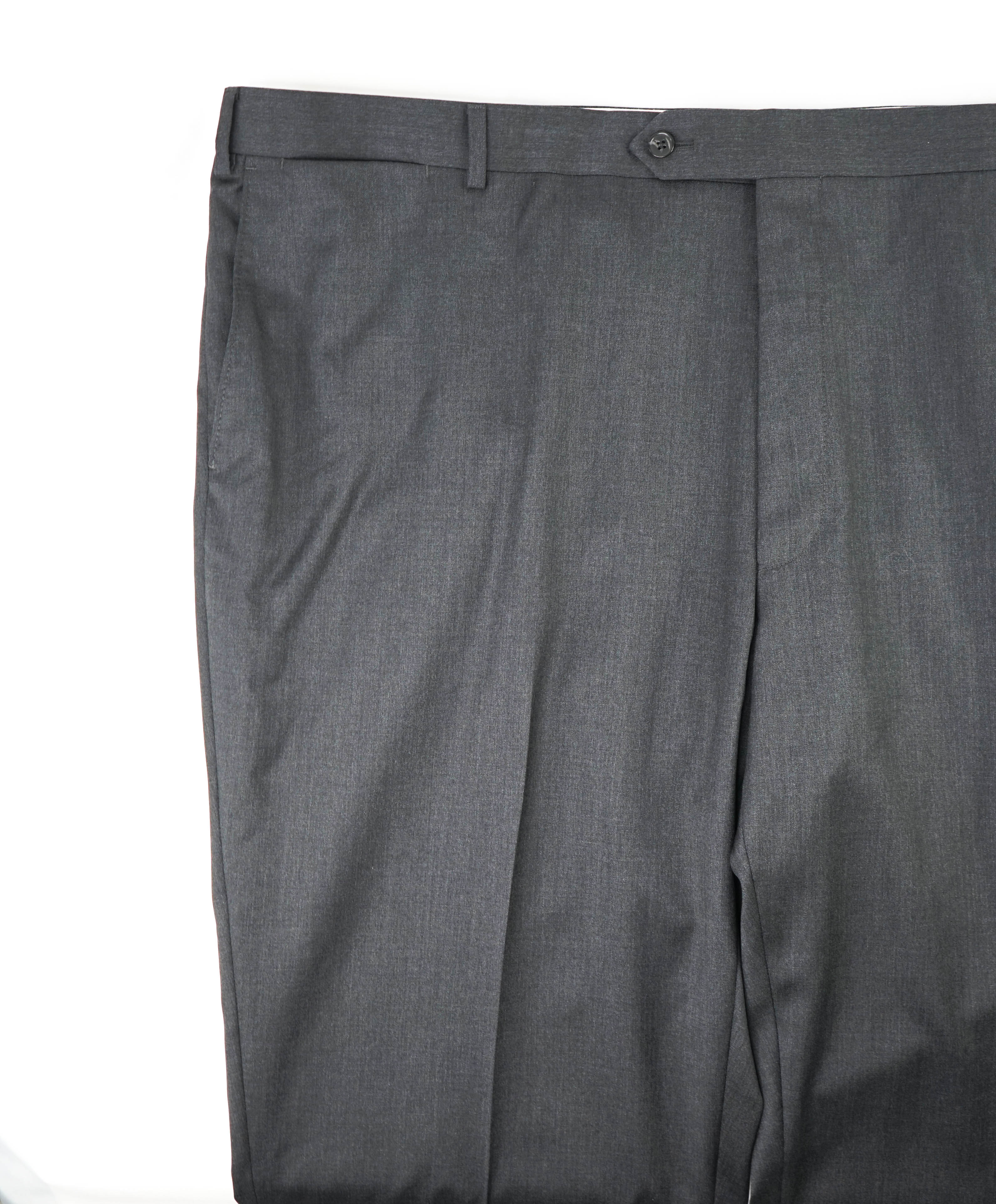 SAMUELSOHN - "Super 120's" Solid Charcoal Gray Solid Flat Front Pants - 48W