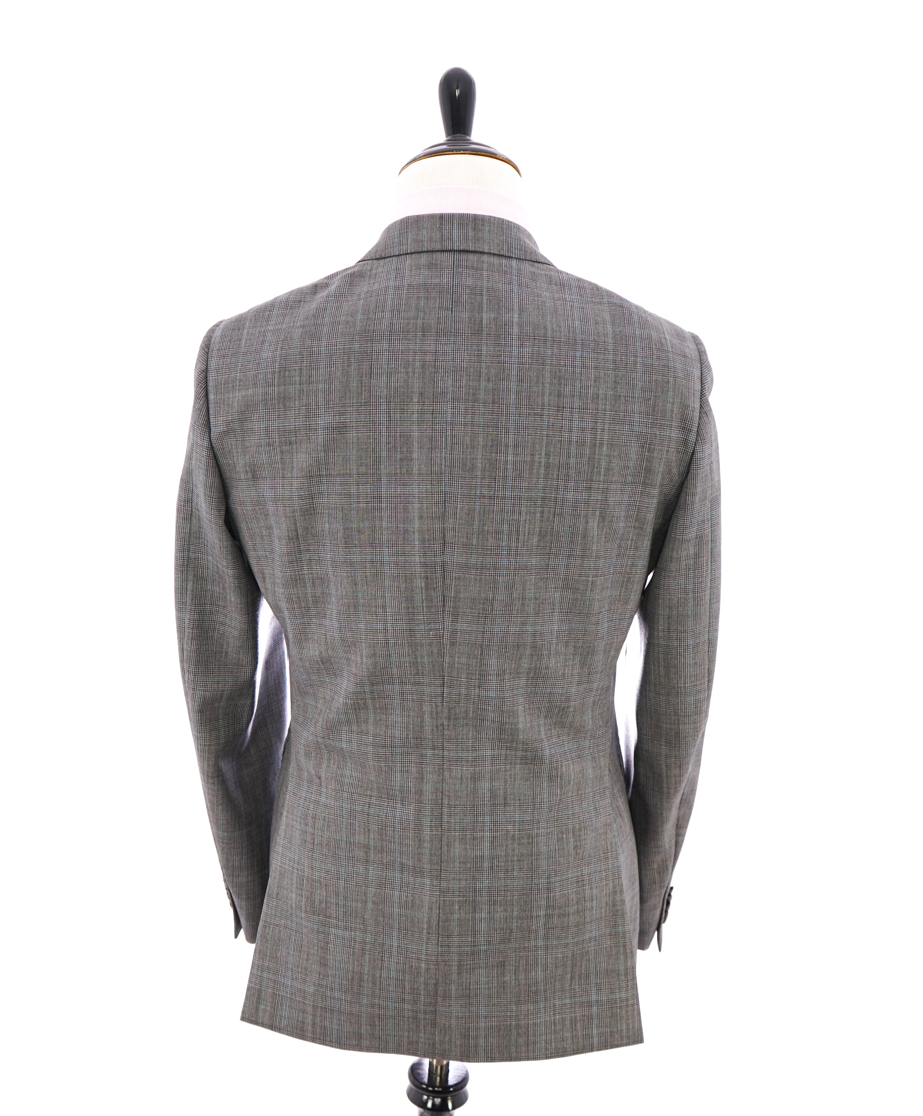 Z ZEGNA - Gray & Teal Prince Of Wales Check "TECHNO WOOL" Blazer - 40R