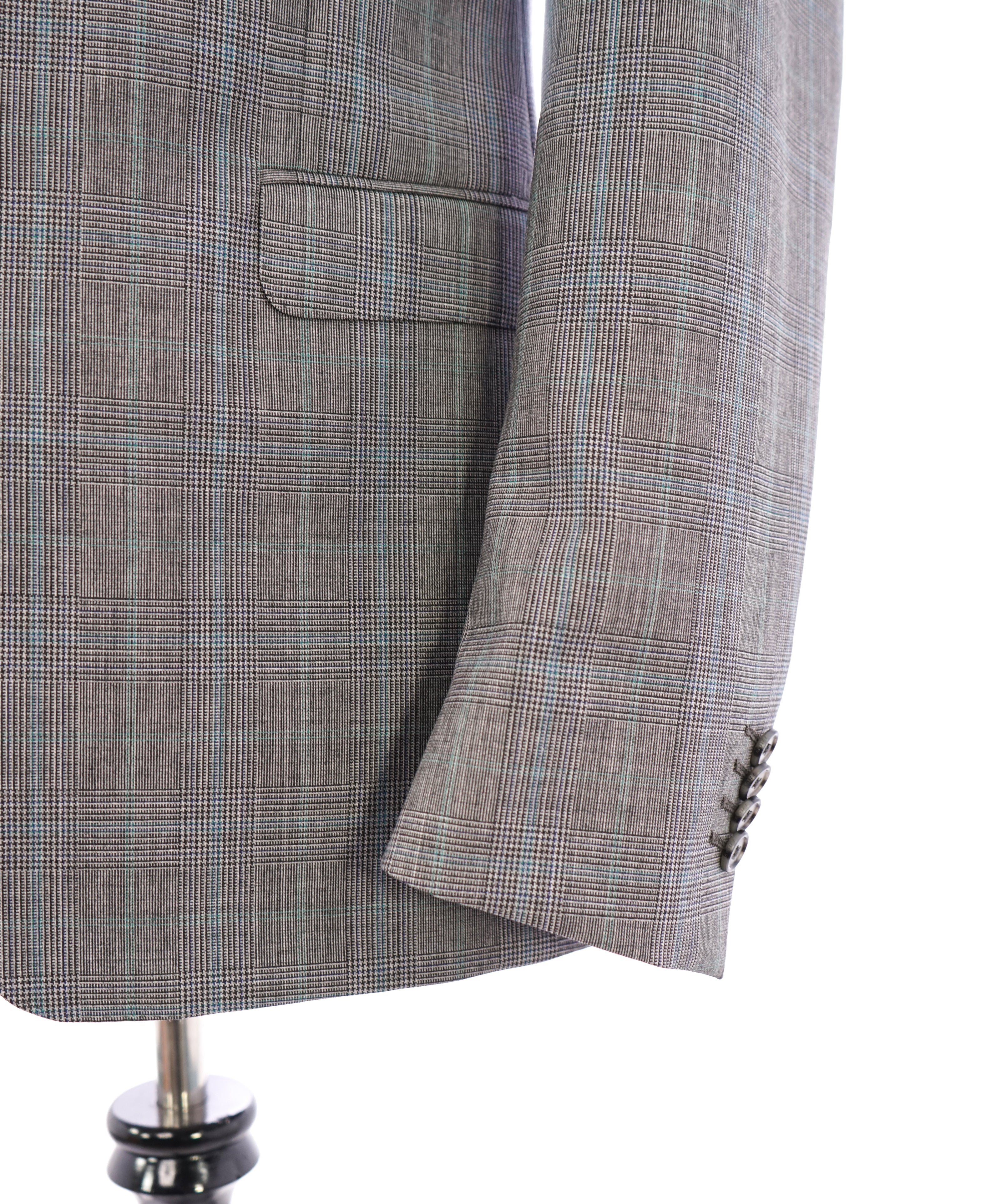 Z ZEGNA - Gray & Teal Prince Of Wales Check "TECHNO WOOL" Blazer - 40R