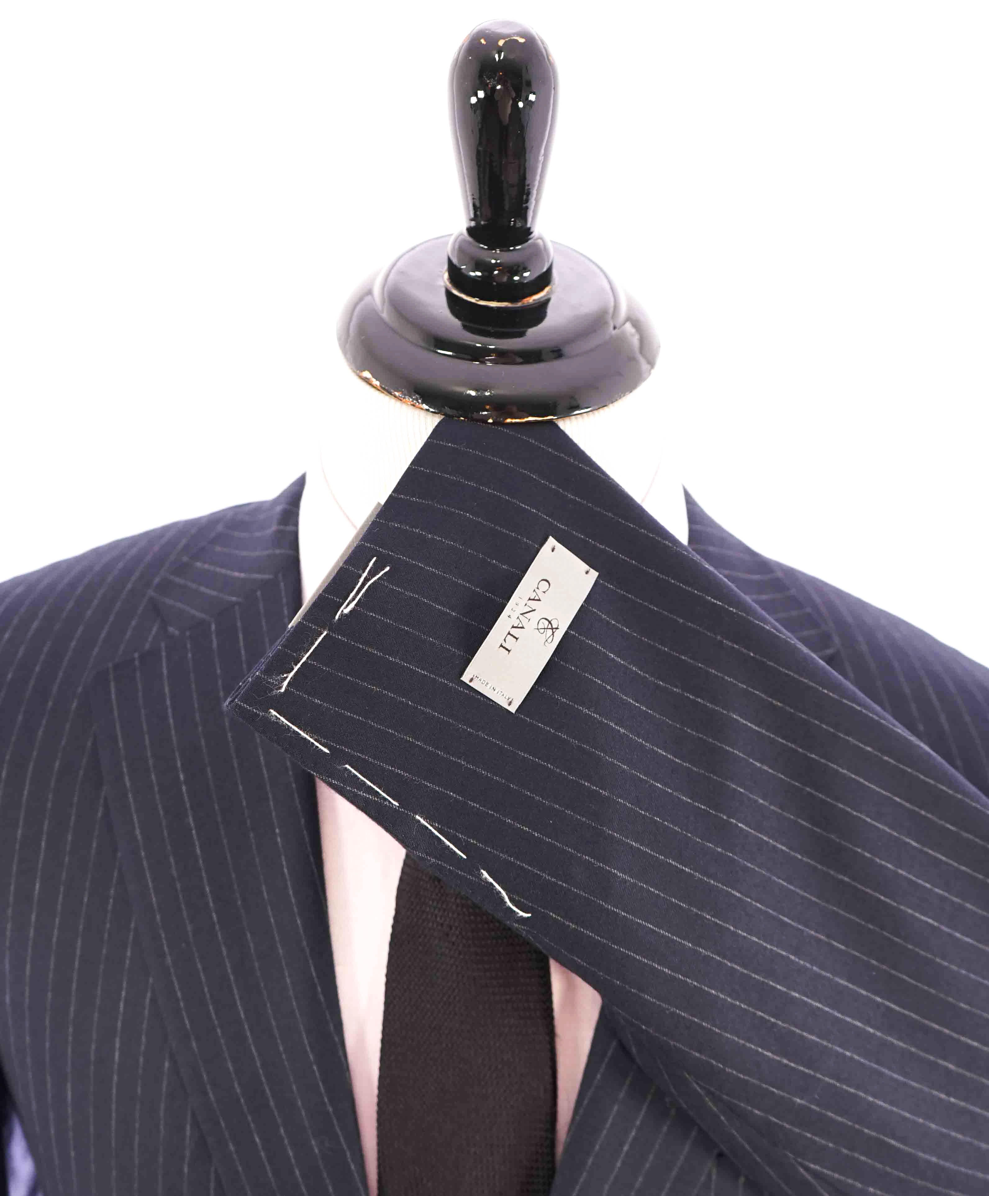 $2,000 CANALI - Blue Navy *CHALK STRIPE* Notch Lapel Suit - 42R 34W