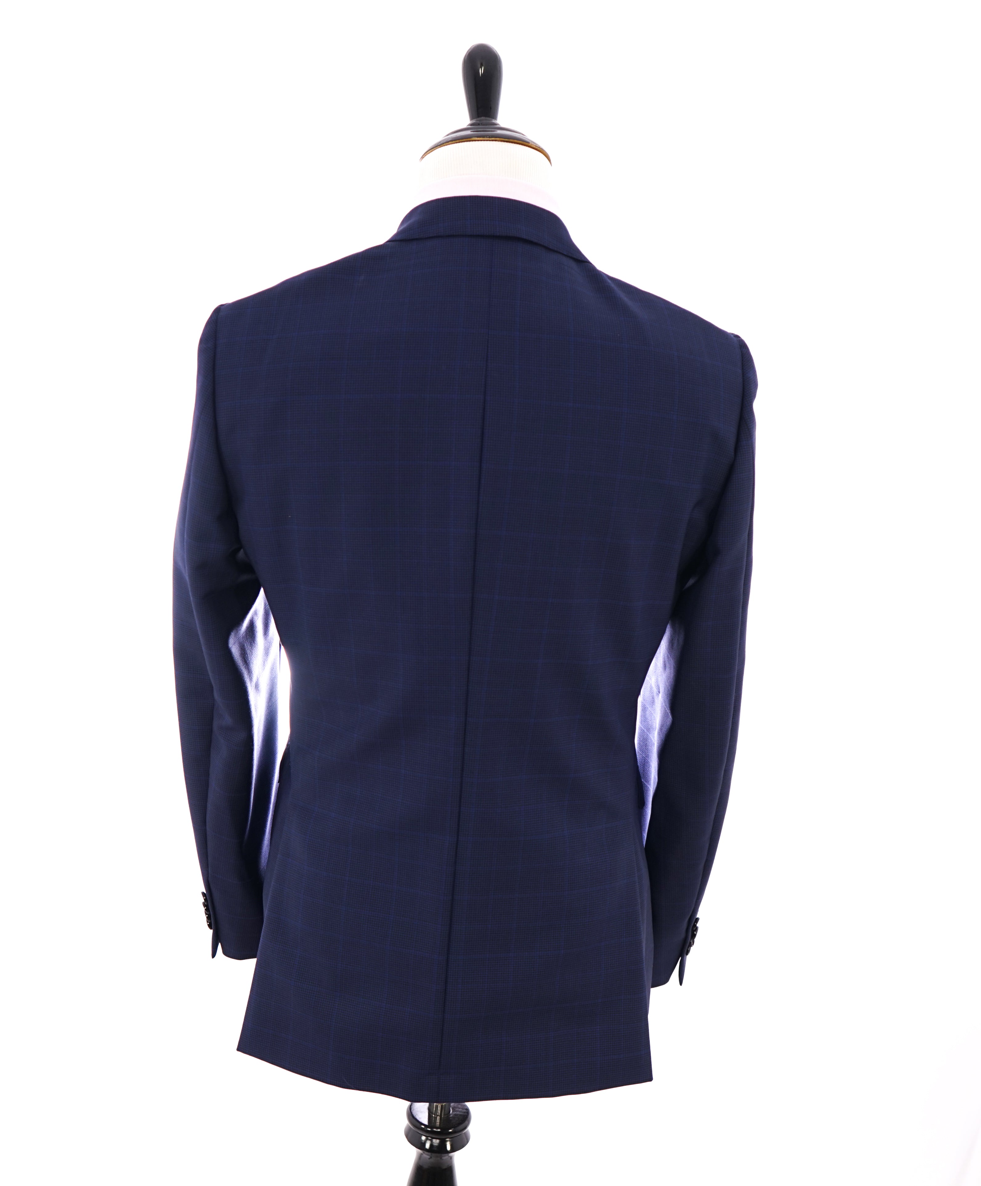 Z ZEGNA - Cobalt Blue Textured Plaid Check Fabric Drop 7 Wool Suit - 40R