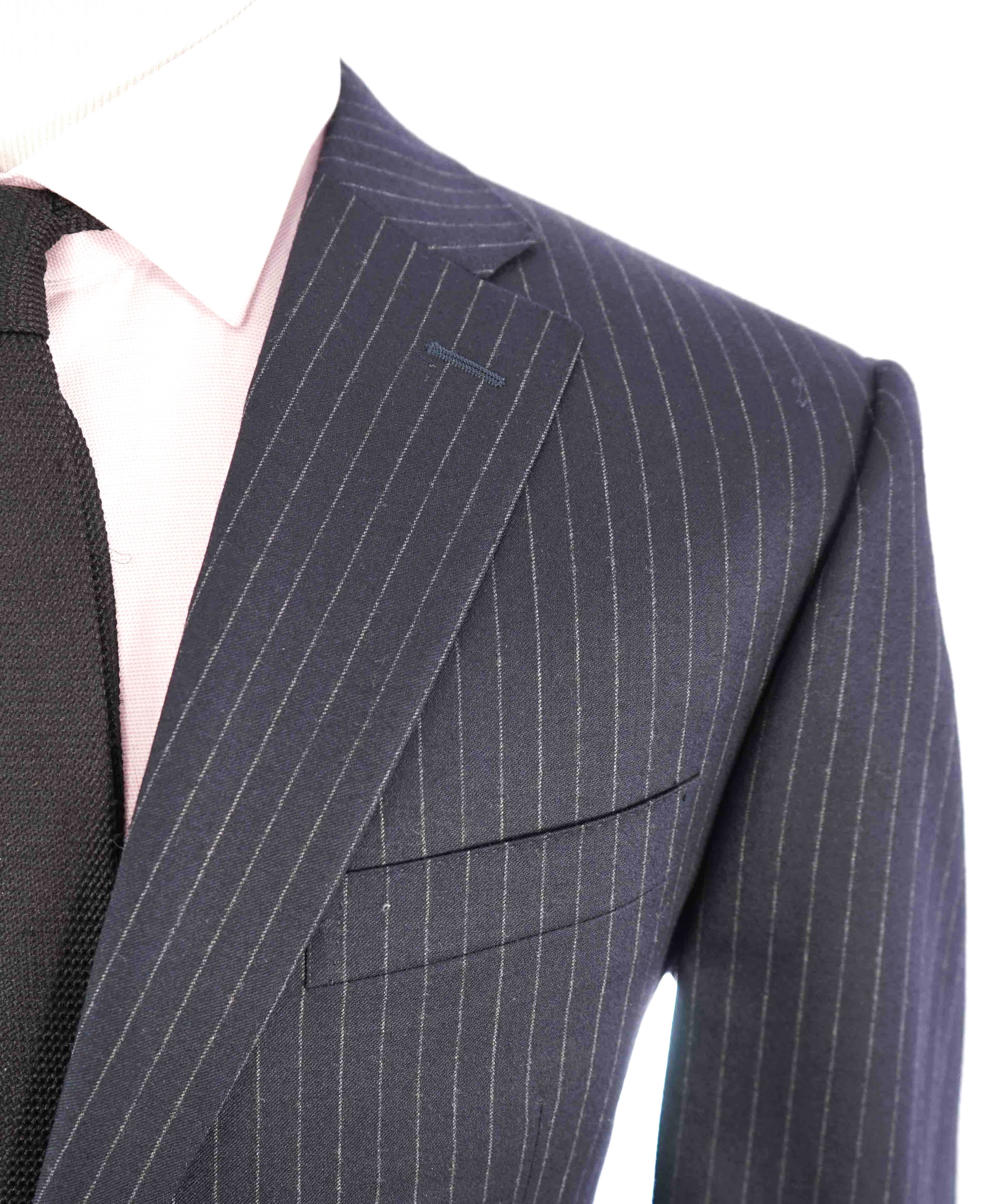 $2,000 CANALI - Blue Navy *CHALK STRIPE* Notch Lapel Suit - 42R 34W