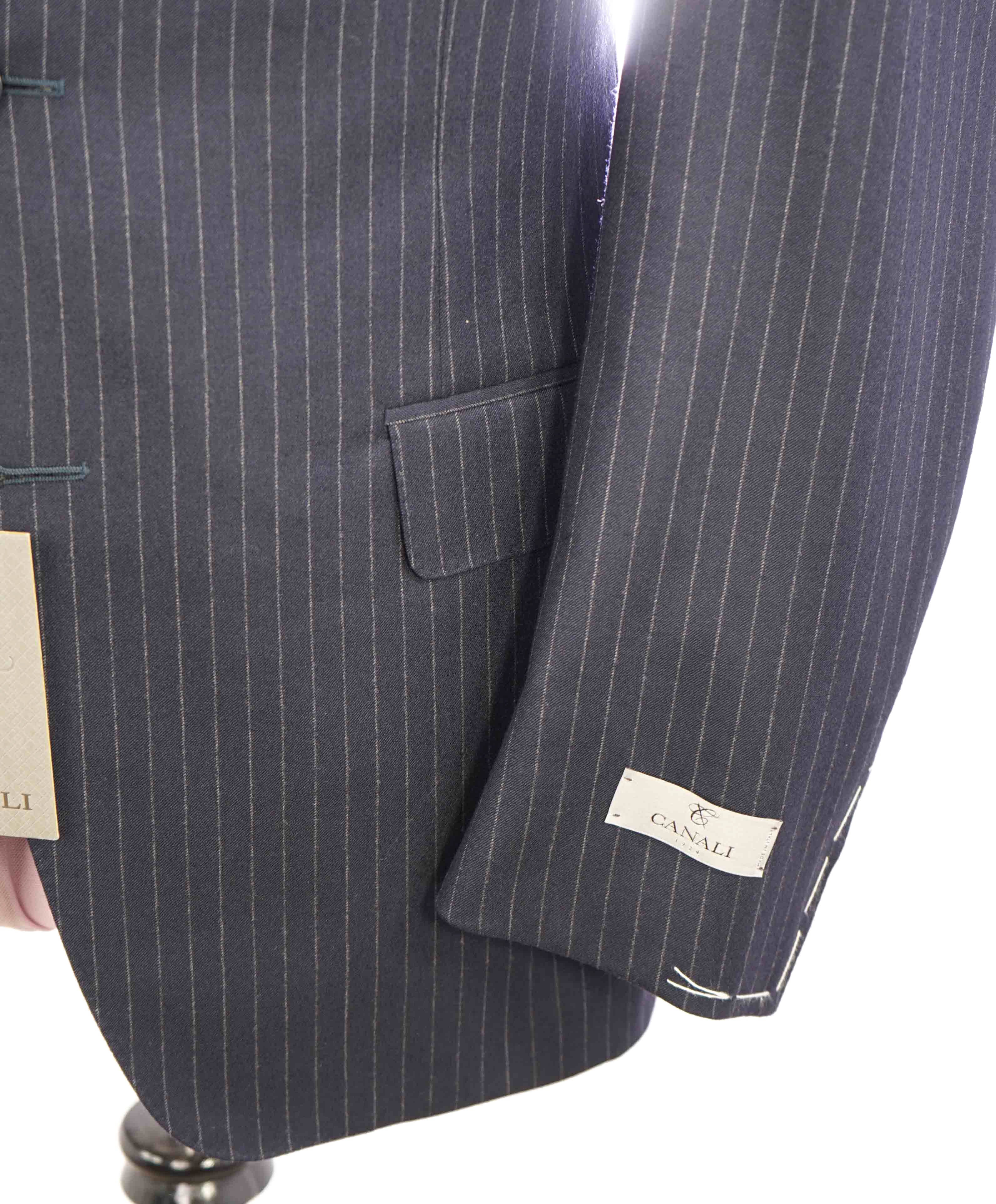 $2,000 CANALI - Blue Navy *CHALK STRIPE* Notch Lapel Suit - 42R 34W