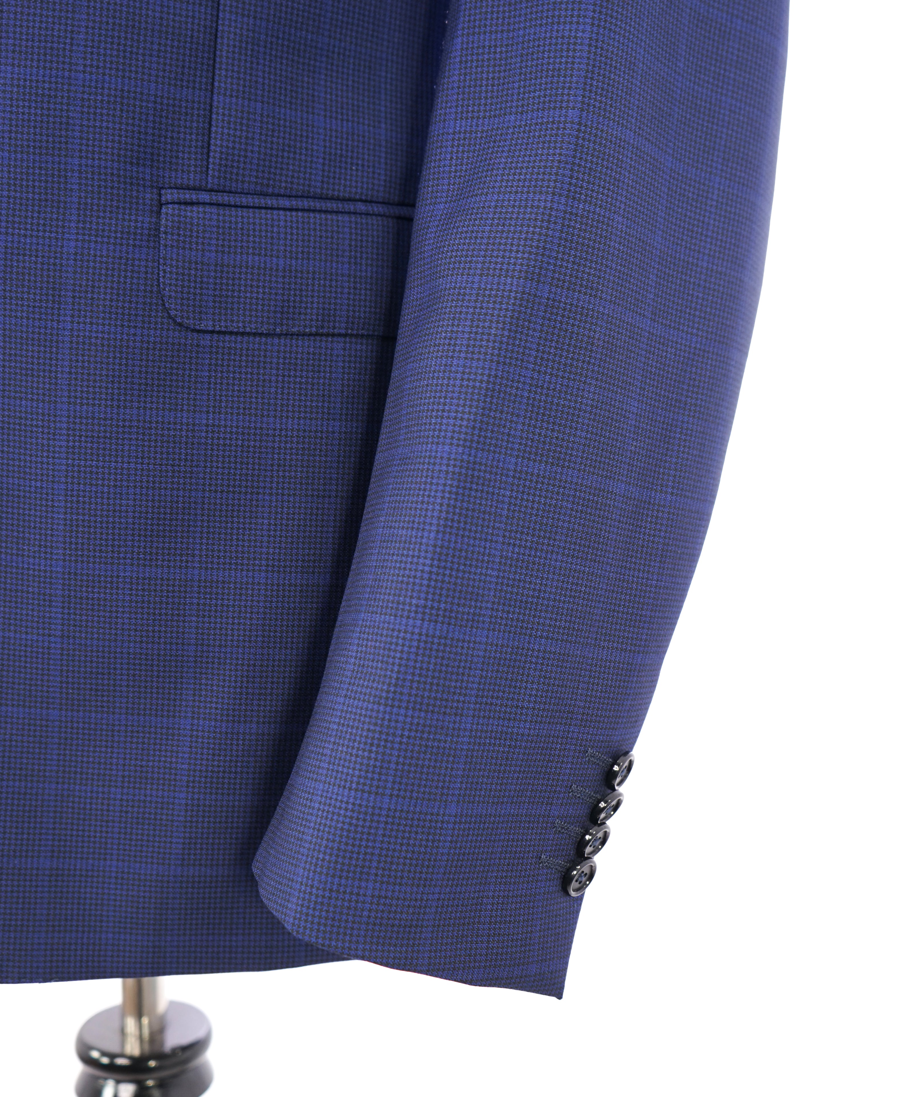 Z ZEGNA - Cobalt Blue Textured Plaid Check Fabric Drop 7 Wool Suit - 40R