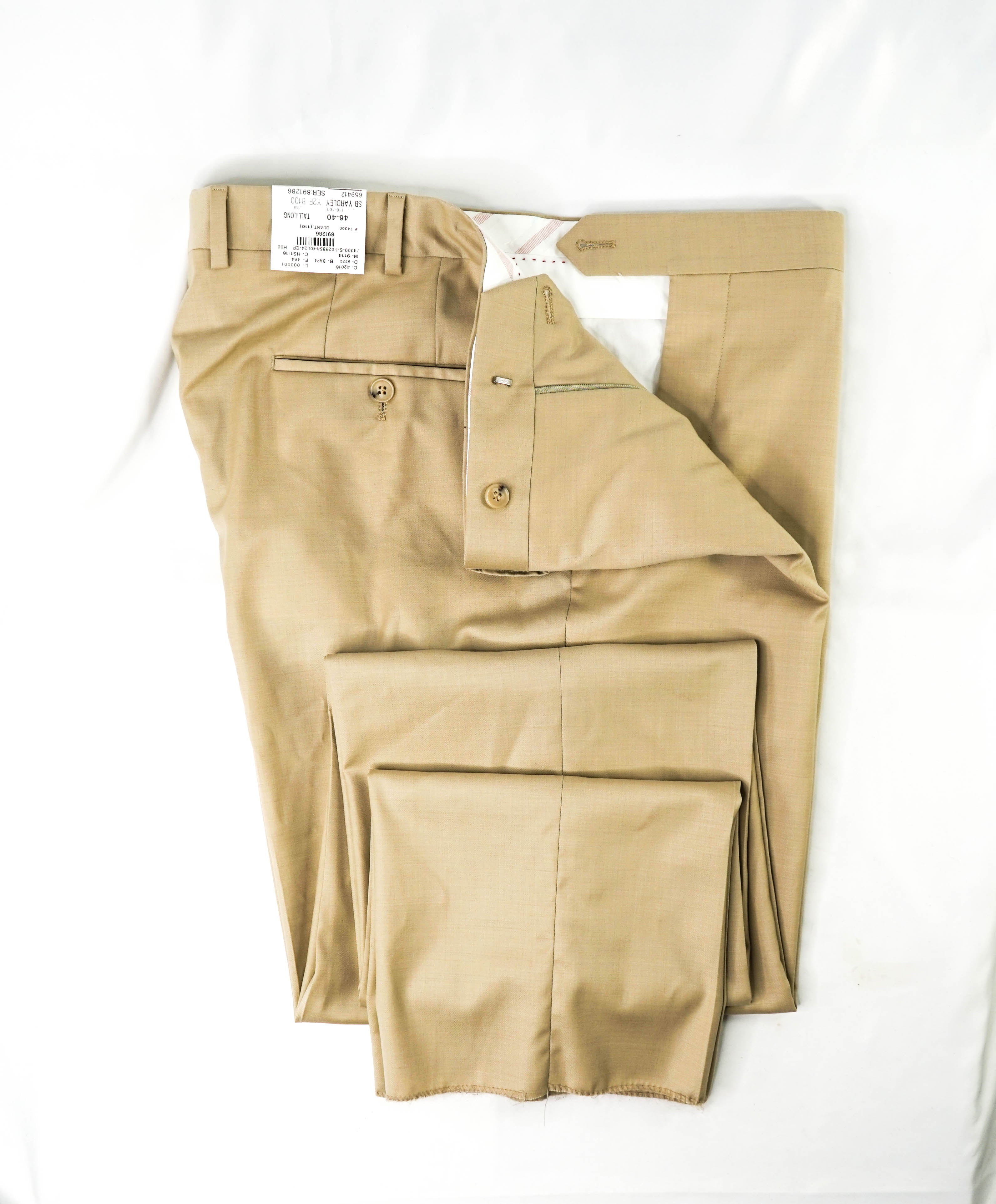 SAMUELSOHN - "SUPER 130's" Beige PERFORMANCE Wool Flat Front Pants - 40W