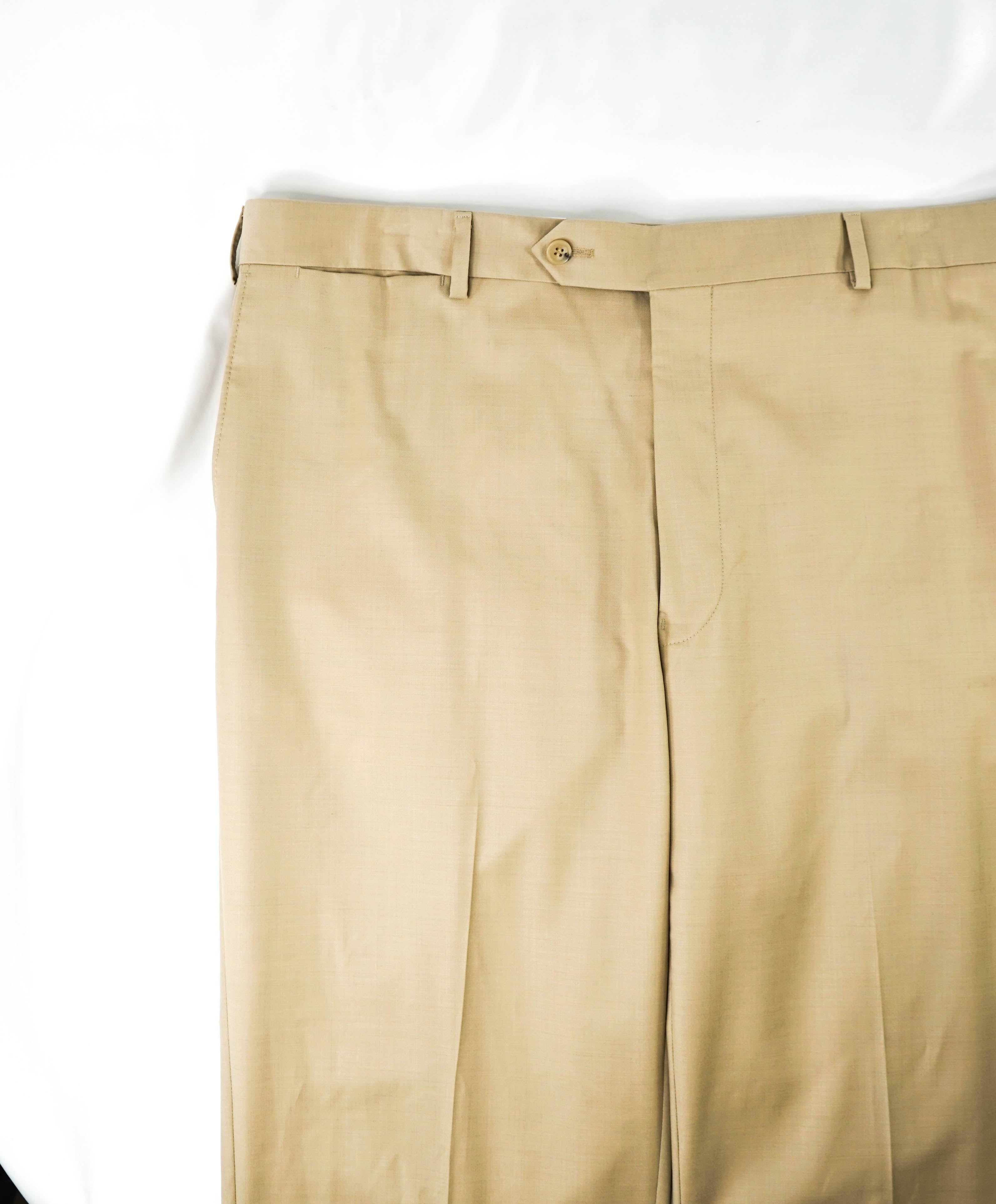 SAMUELSOHN - "SUPER 130's" Beige PERFORMANCE Wool Flat Front Pants - 40W