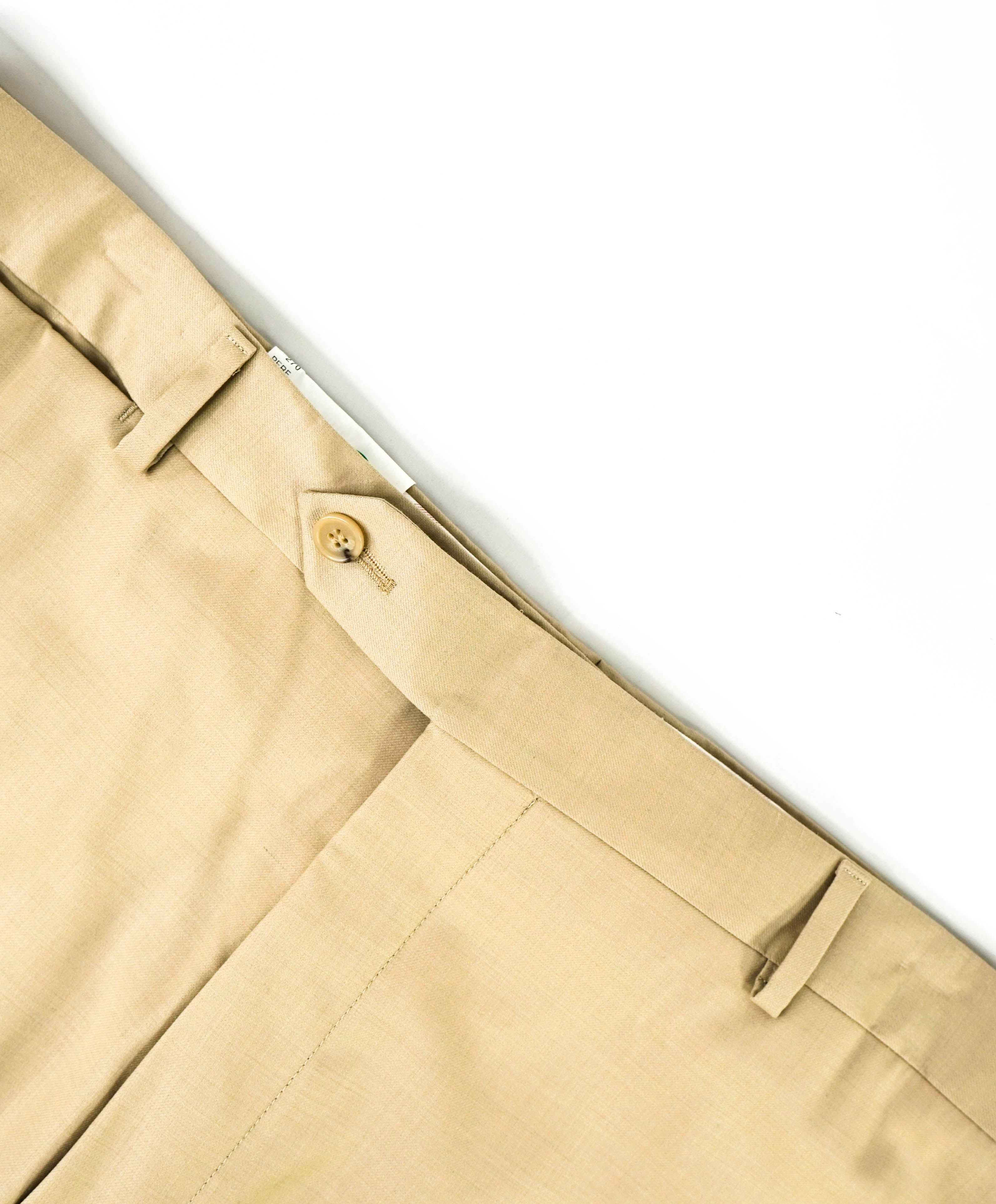 SAMUELSOHN - "SUPER 130's" Beige PERFORMANCE Wool Flat Front Pants - 40W