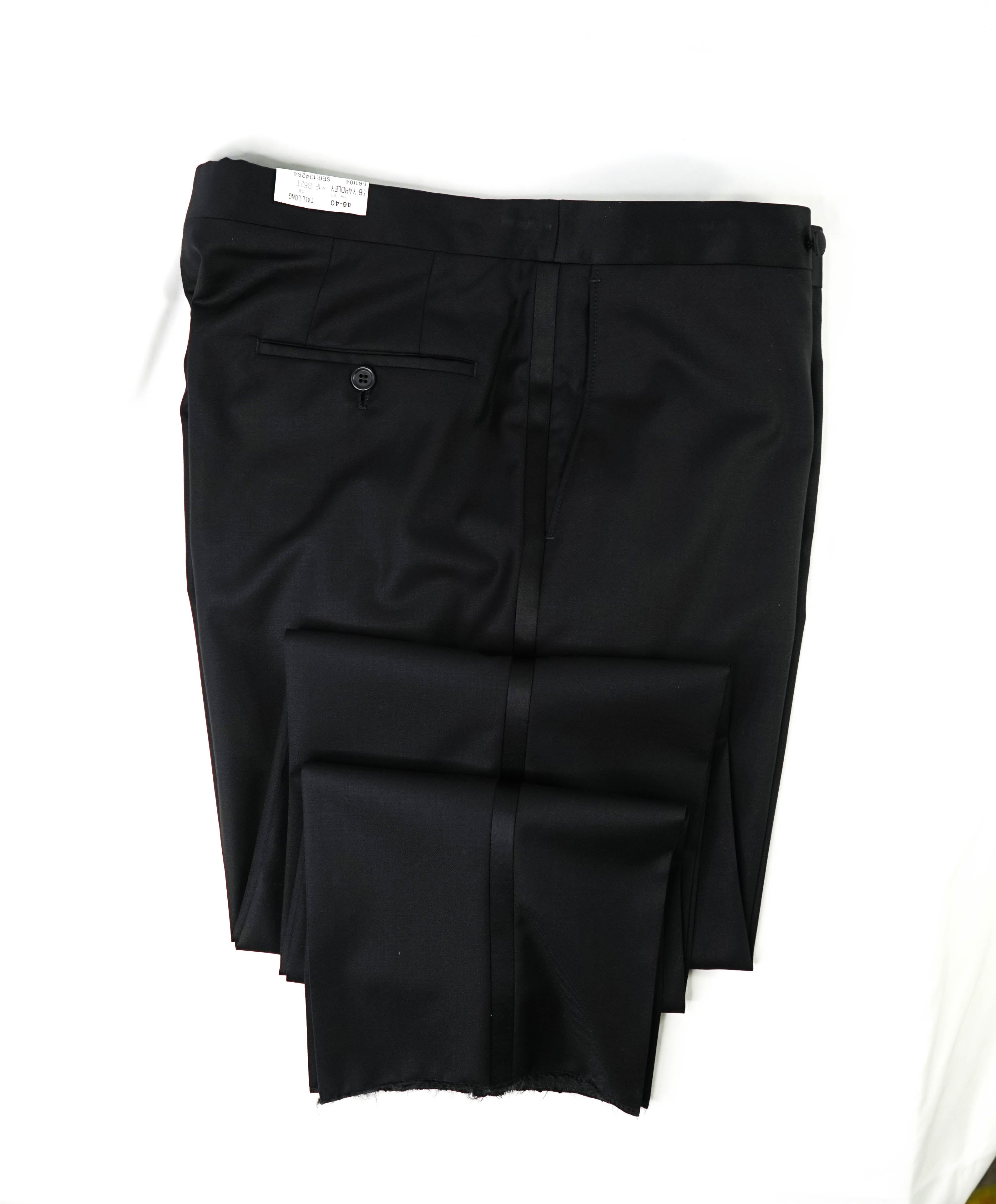 SAMUELSOHN - "SUPER 120's" Black On Black TUX Dinner Flat Front Pants - 40W