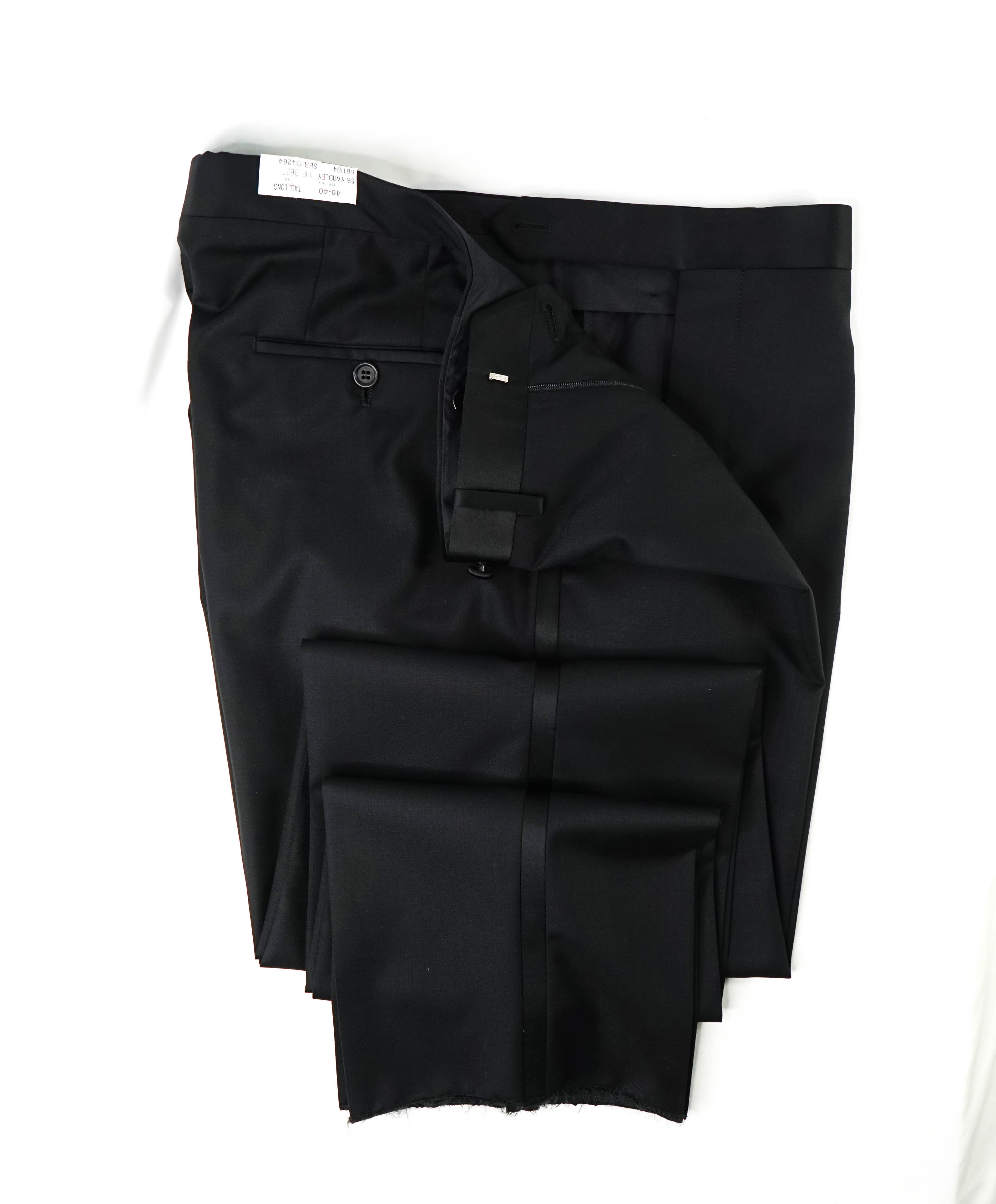 SAMUELSOHN - "SUPER 120's" Black On Black TUX Dinner Flat Front Pants - 40W