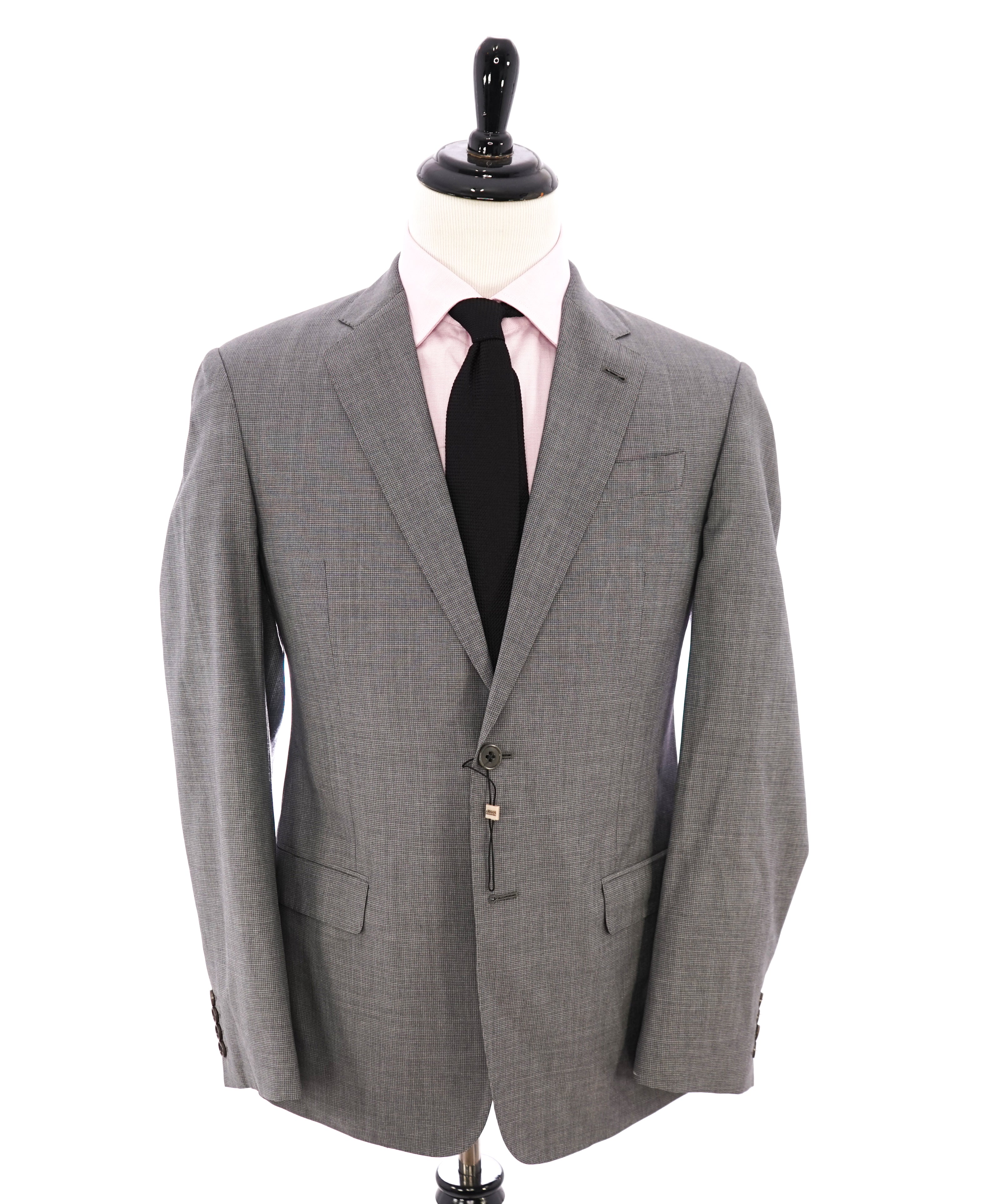 ARMANI COLLEZIONI - “G Line” Gray Micro Check Plaid Notch Lapel Suit - 42R