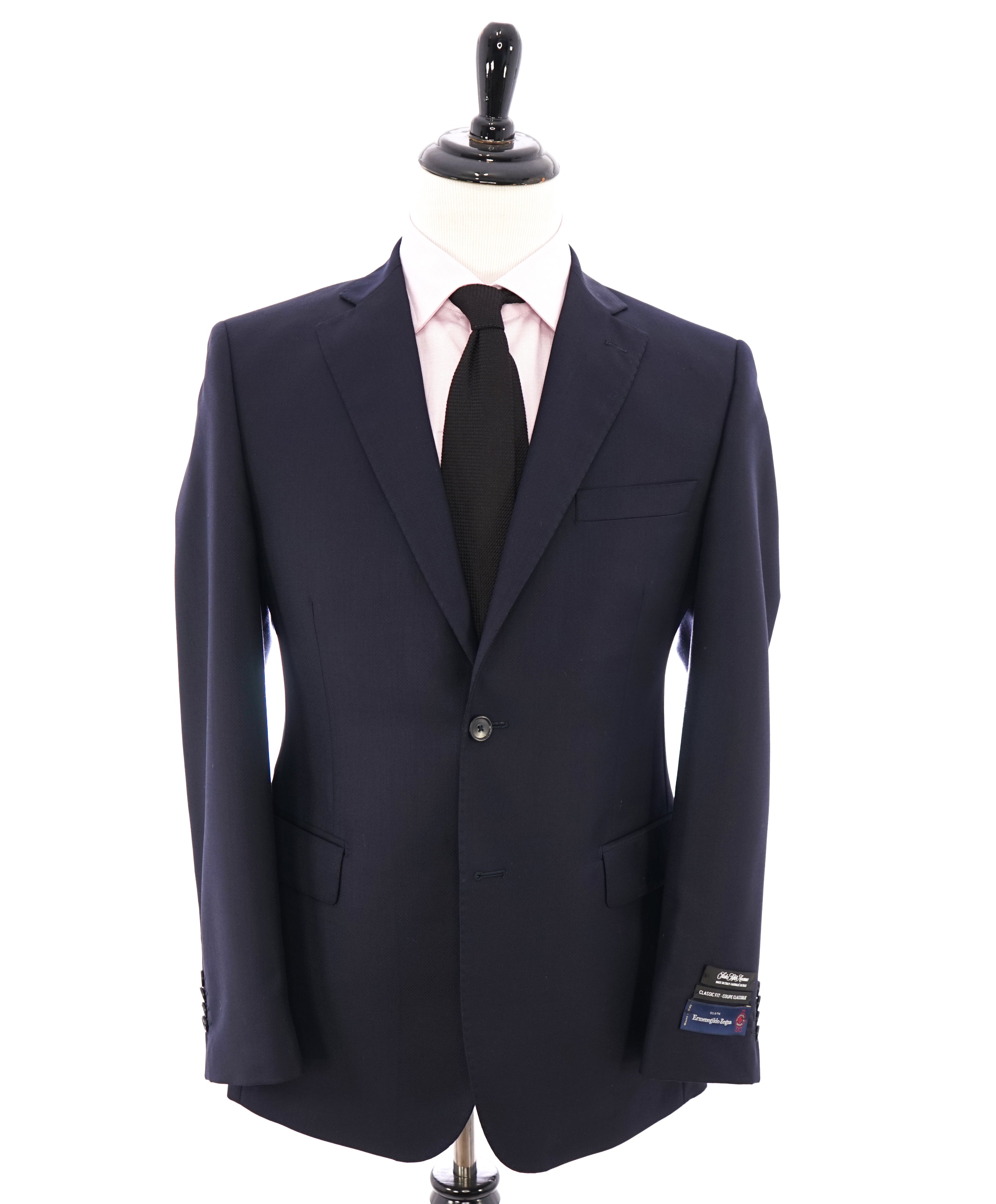 SAKS FIFTH AVENUE / ERMENEGILDO ZEGNA- Classic Fit Oxford Weave Blue Blazer- 40R