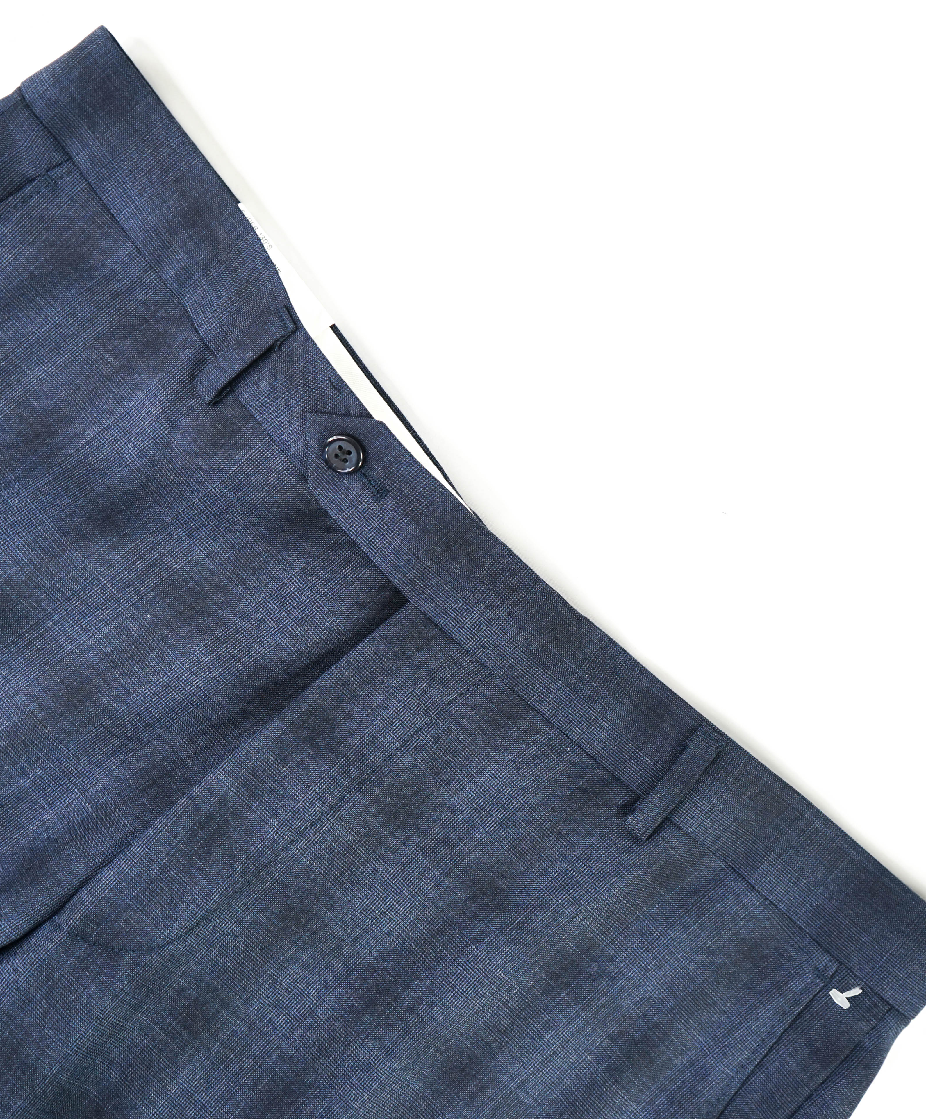 SAMUELSOHN - "Super 130's" Bold Blue Check Plaid Flat Front Pants - 36W