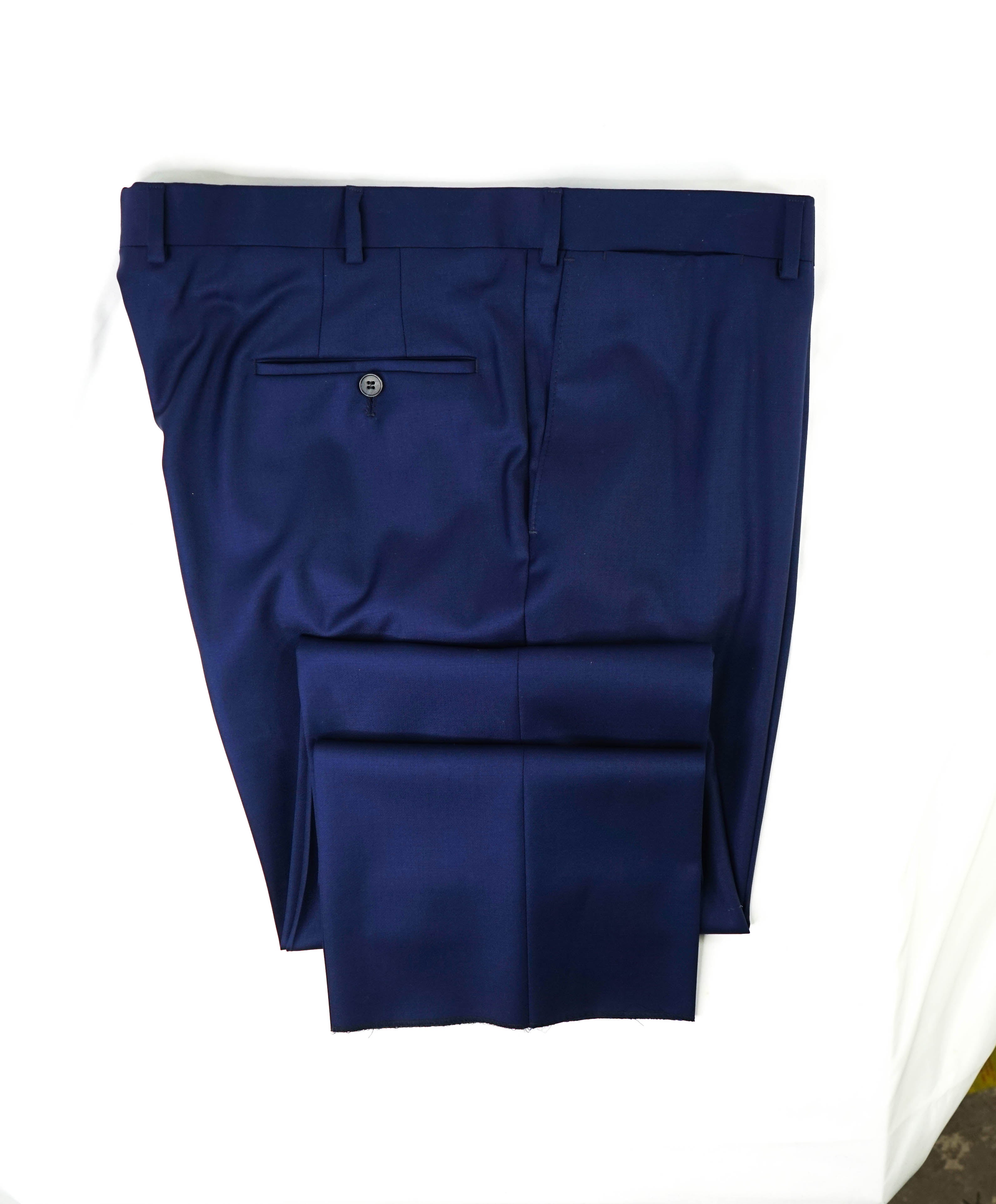 SAMUELSOHN - "SUPER 120's" Cobalt Blue Wool Flat Front Pants - 42W