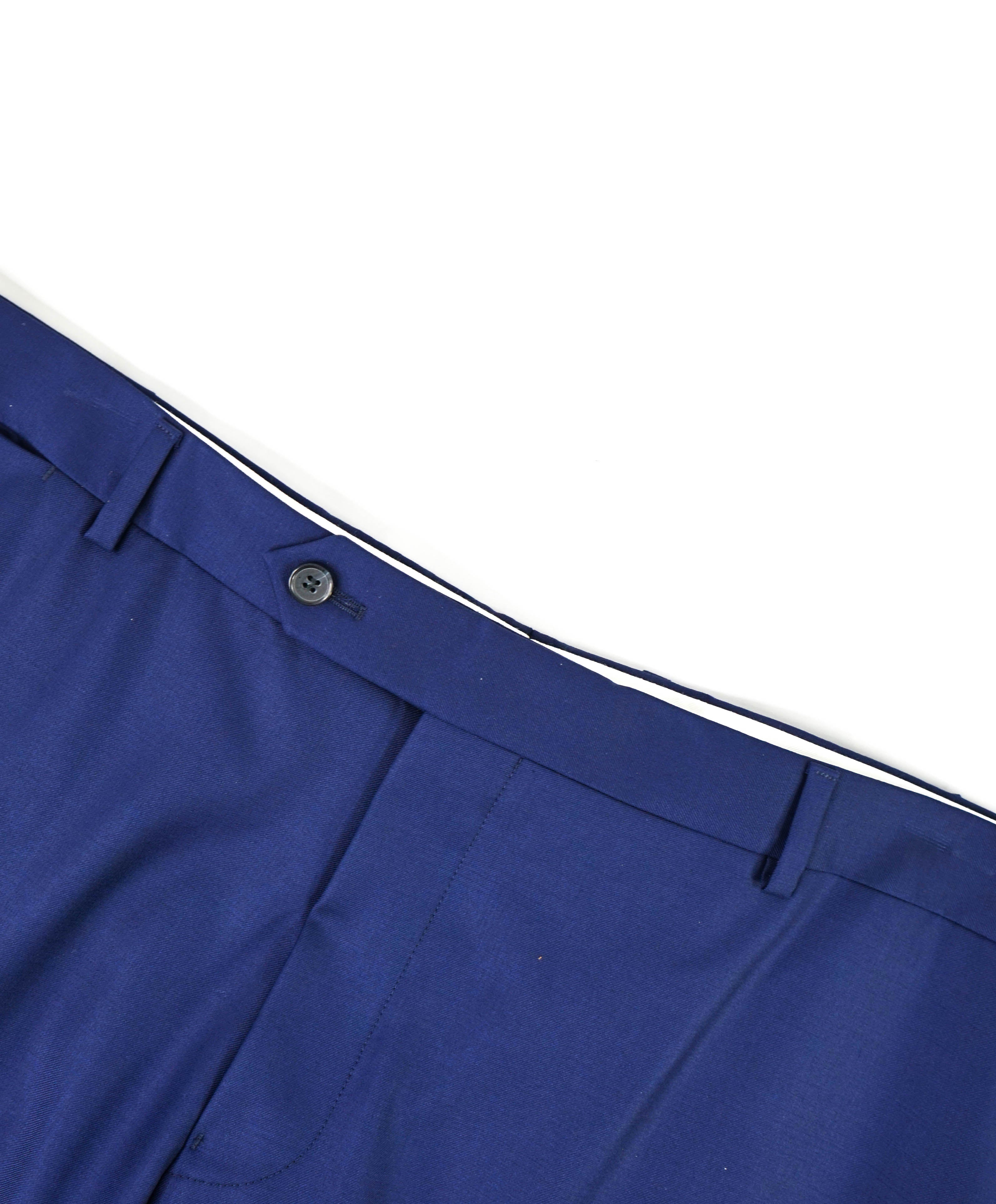 SAMUELSOHN - "SUPER 120's" Cobalt Blue Wool Flat Front Pants - 42W