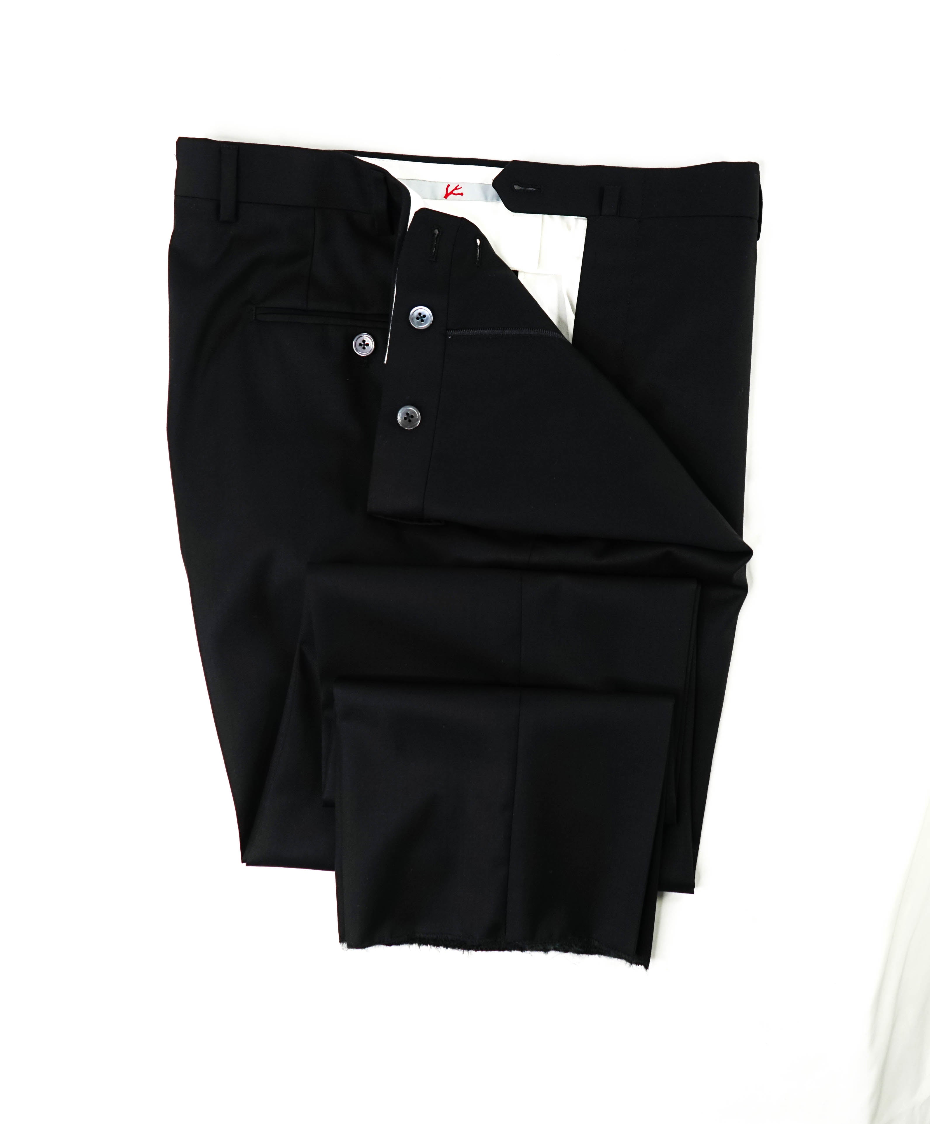 ISAIA - *AQUASPIDER 160's* MOP Black Wool Dress Pants Flat Front - 36W