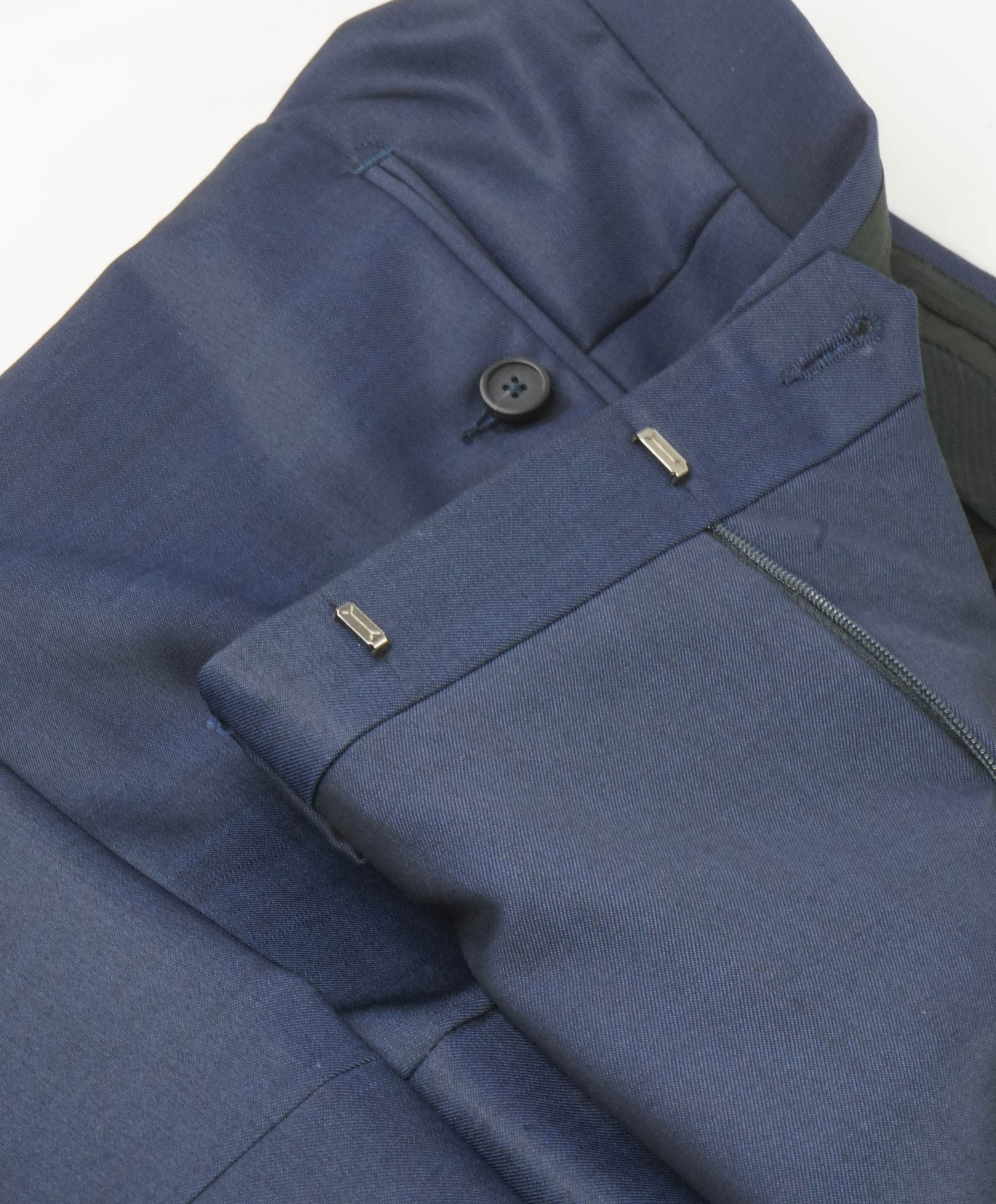 Z ZEGNA - *WOOL & MOHAIR* Sharkskin Blue Flat Front Dress Pants - 34W