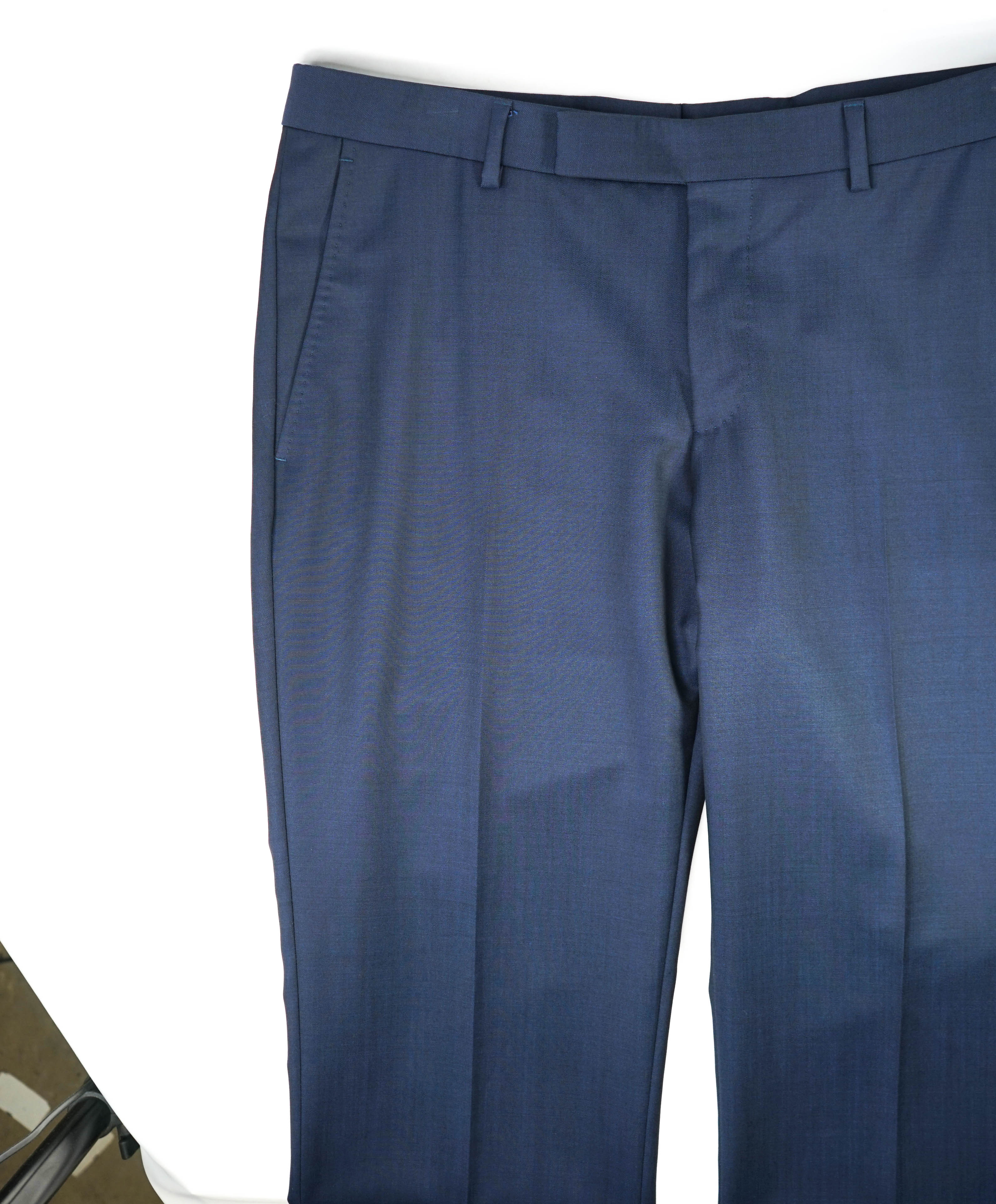 Z ZEGNA - *WOOL & MOHAIR* Sharkskin Blue Flat Front Dress Pants - 34W