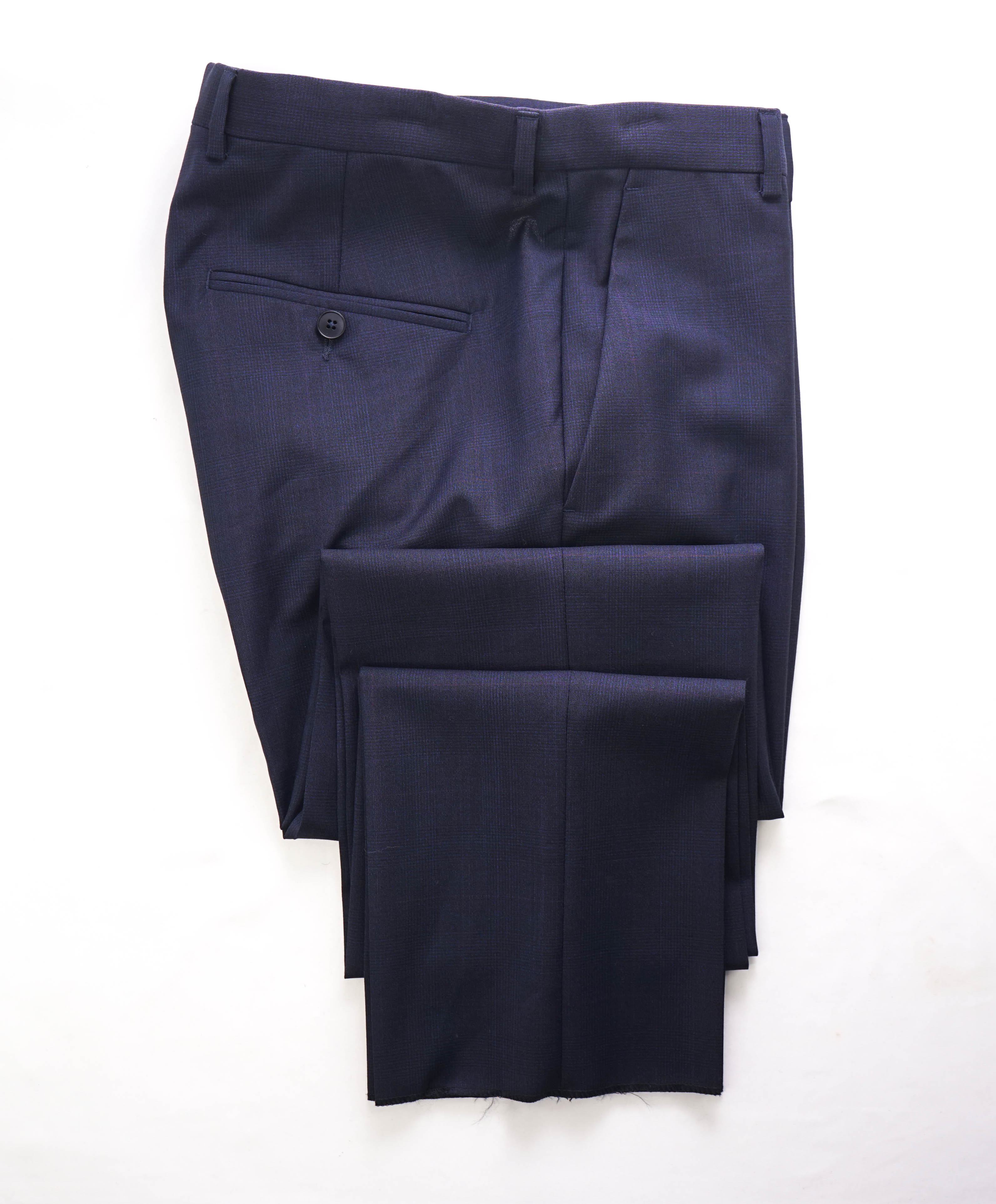 Z ZEGNA - *BLUE & BURGUNDY* Check Blue Flat Front Dress Pants - 30W