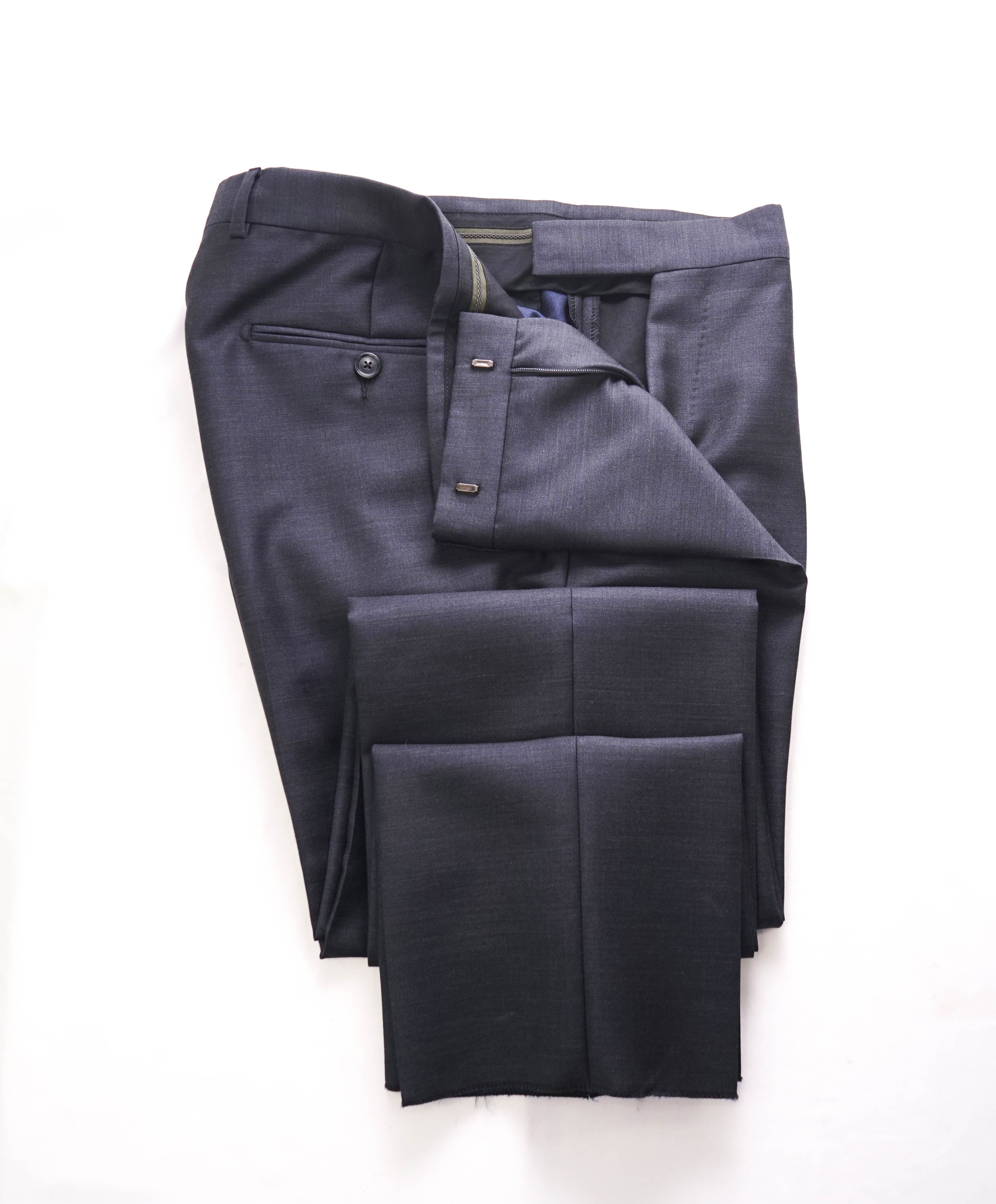 Z ZEGNA - *STEEL BLUE* SLIM Solid Flat Front Dress Pants - 34W