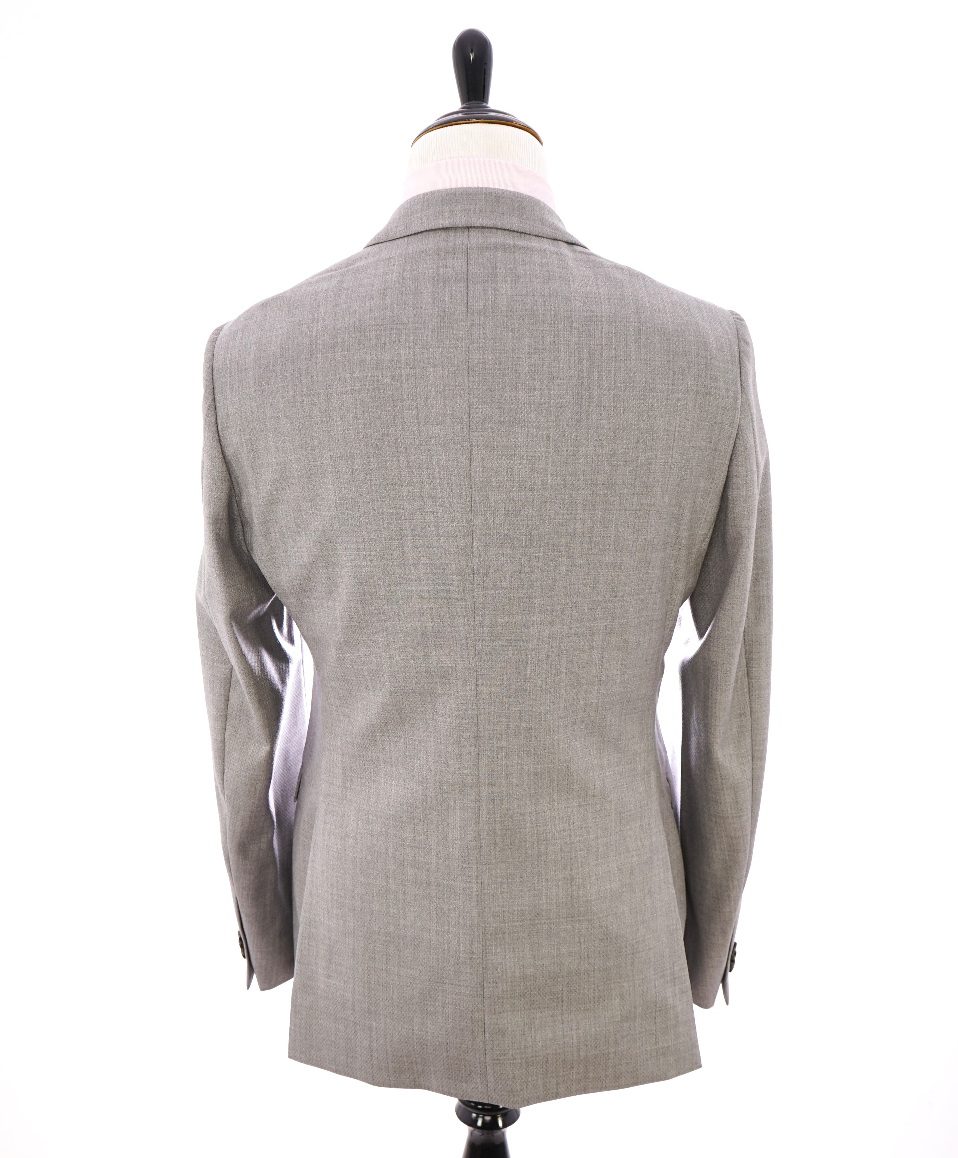 Z ZEGNA -"TECHMERINO" Geometric Textured Gray Drop 8 Wool Suit Slim - 42L