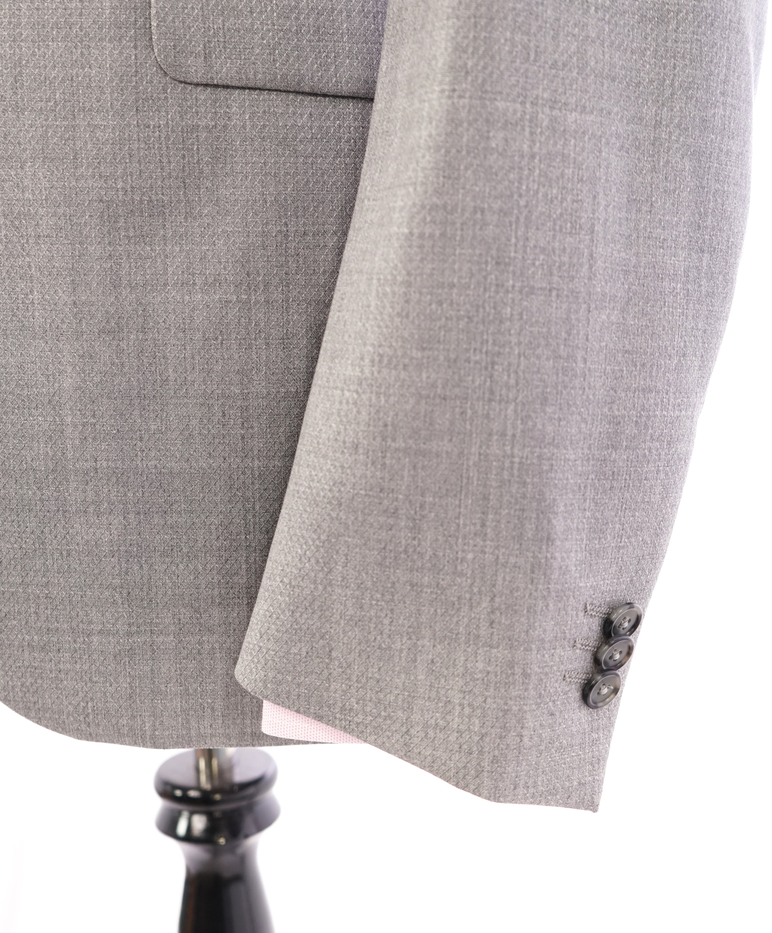 Z ZEGNA -"TECHMERINO" Geometric Textured Gray Drop 8 Wool Suit Slim - 42L