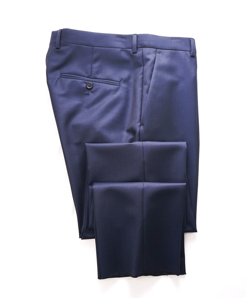 Z ZEGNA - *WOOL & MOHAIR* Sharkskin Blue Flat Front Dress Pants - 32W
