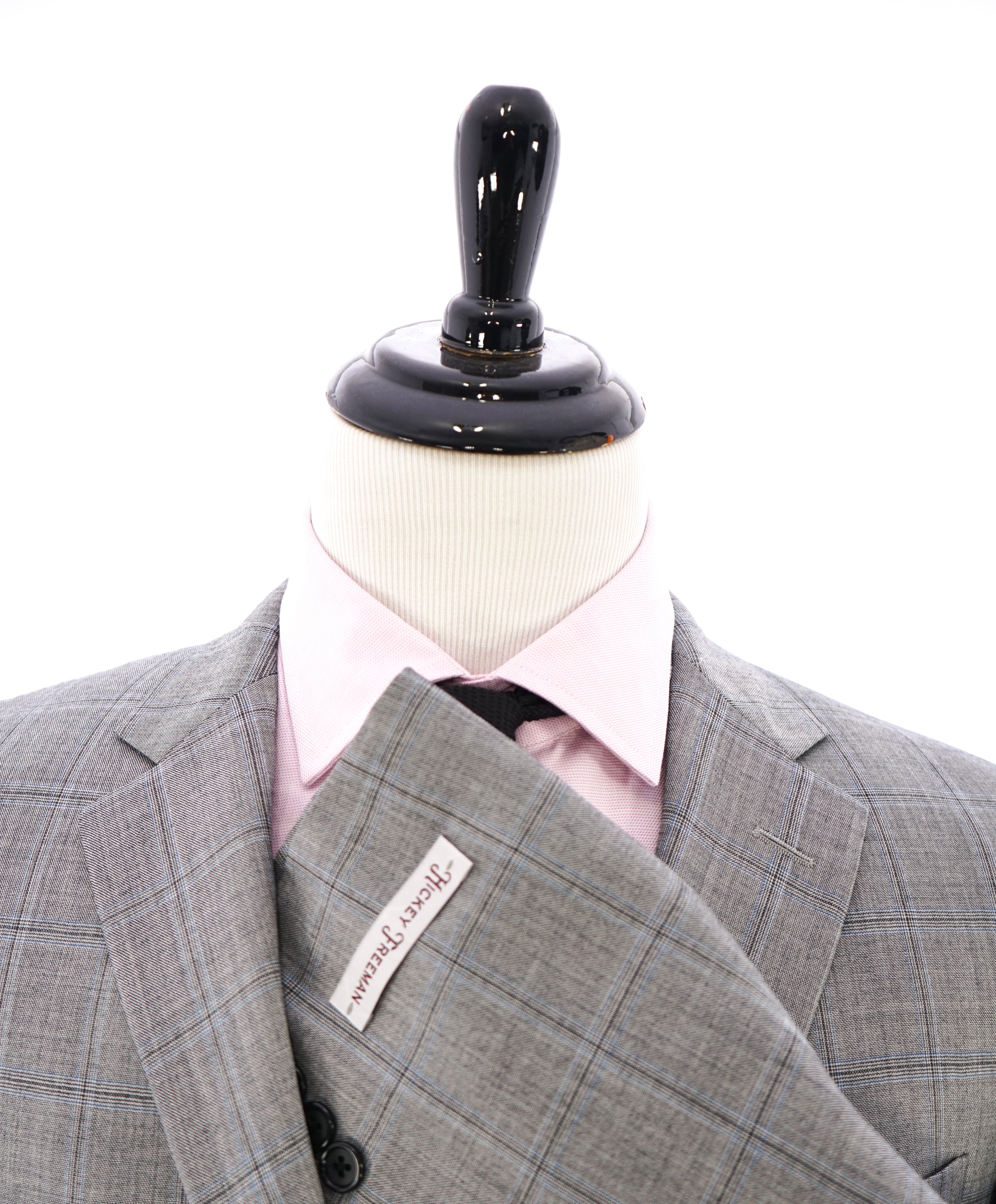 HICKEY FREEMAN -  Gray & Blue Multi Plaid Check "Milburn ii" Suit - 42L