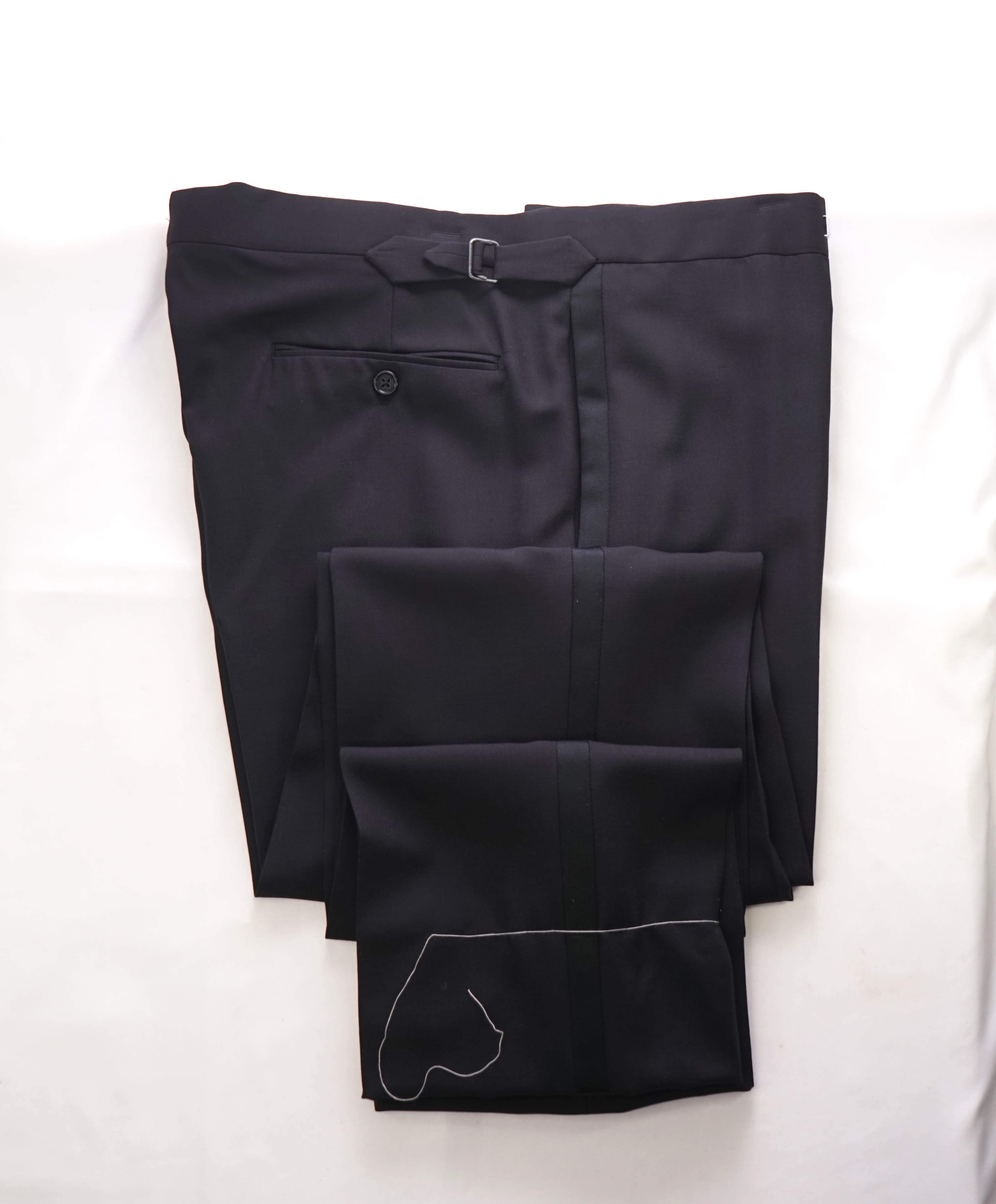 RALPH LAUREN PURPLE LABEL - *SIDE TABS* Flat Front TUXEDO Dress Pants - 37W