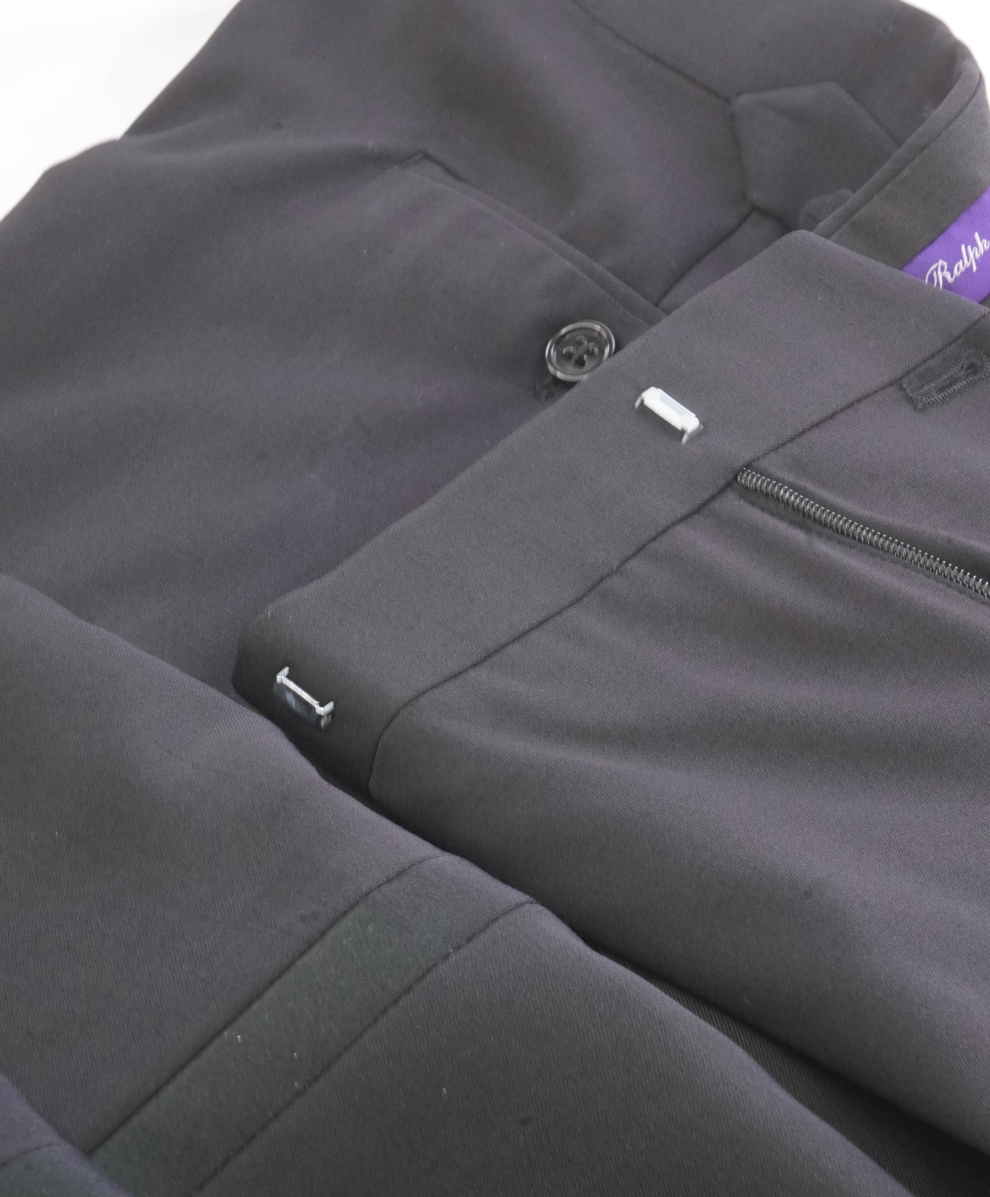 RALPH LAUREN PURPLE LABEL - *SIDE TABS* Flat Front TUXEDO Dress Pants - 37W