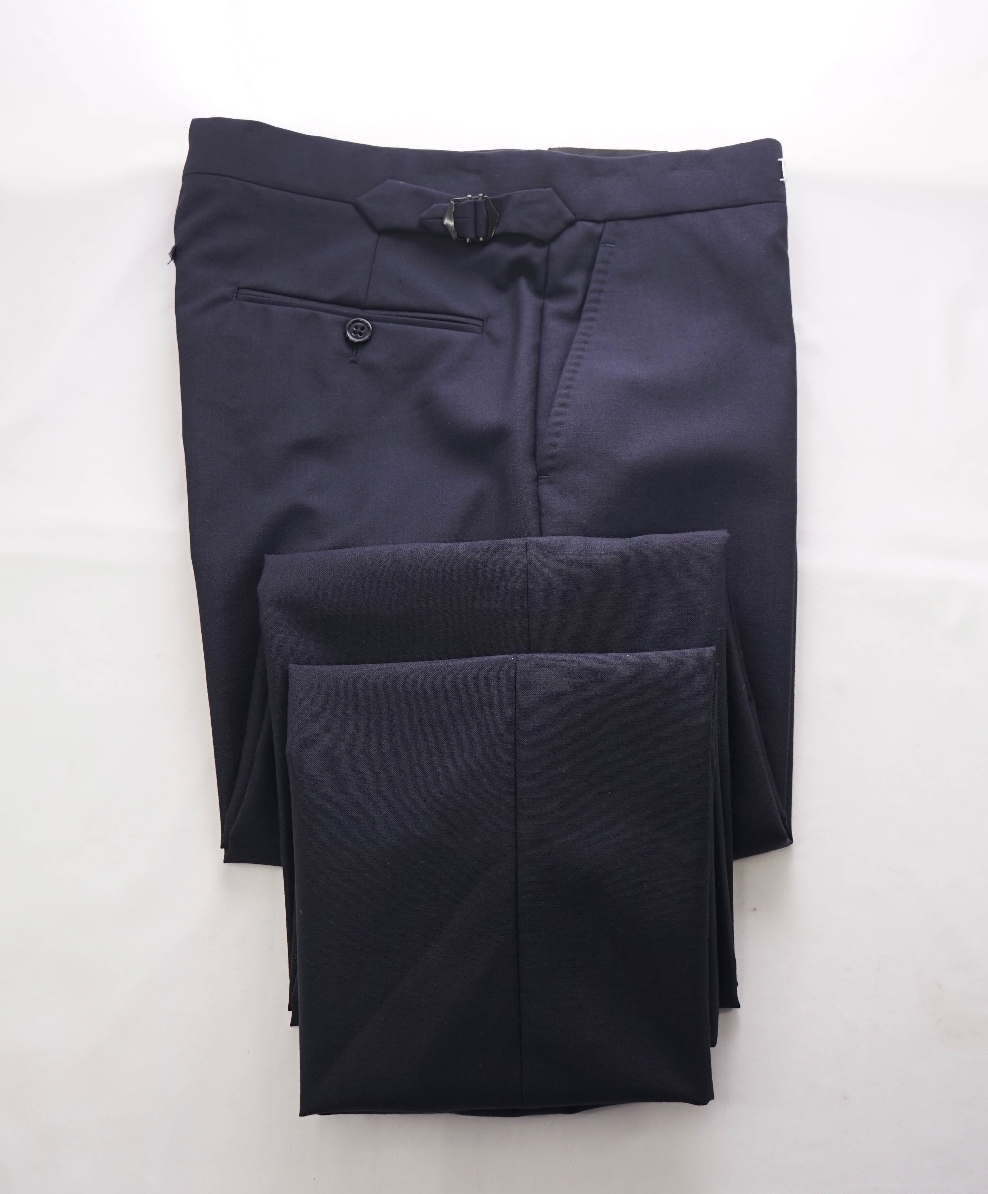 RALPH LAUREN PURPLE LABEL - *SIDE TABS* Flat Front Blue Dress Pants - 32W