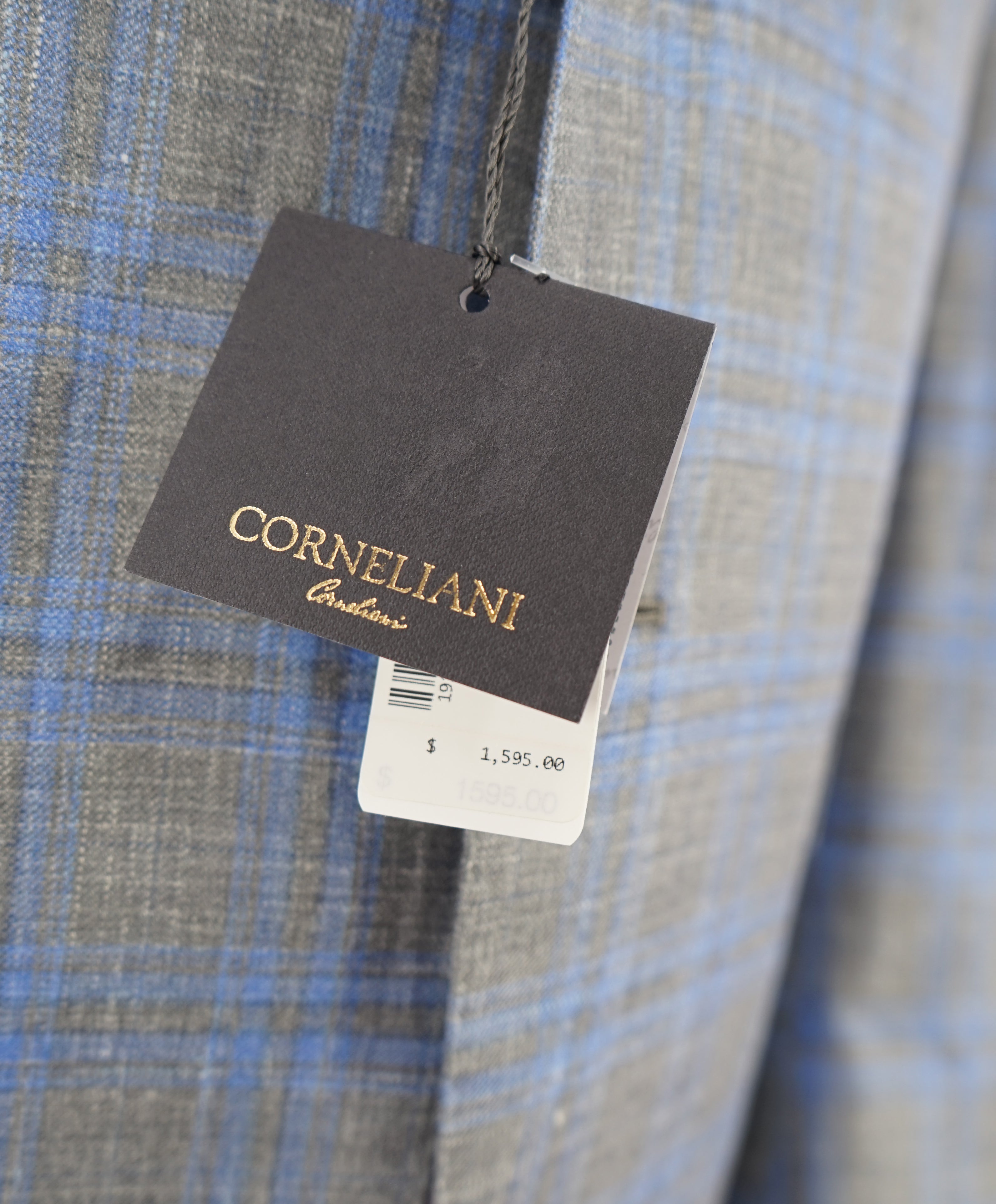 CORNELIANI - WOOL/SILK/Linen Summer Bold Blue Plaid Check Blazer - 44R